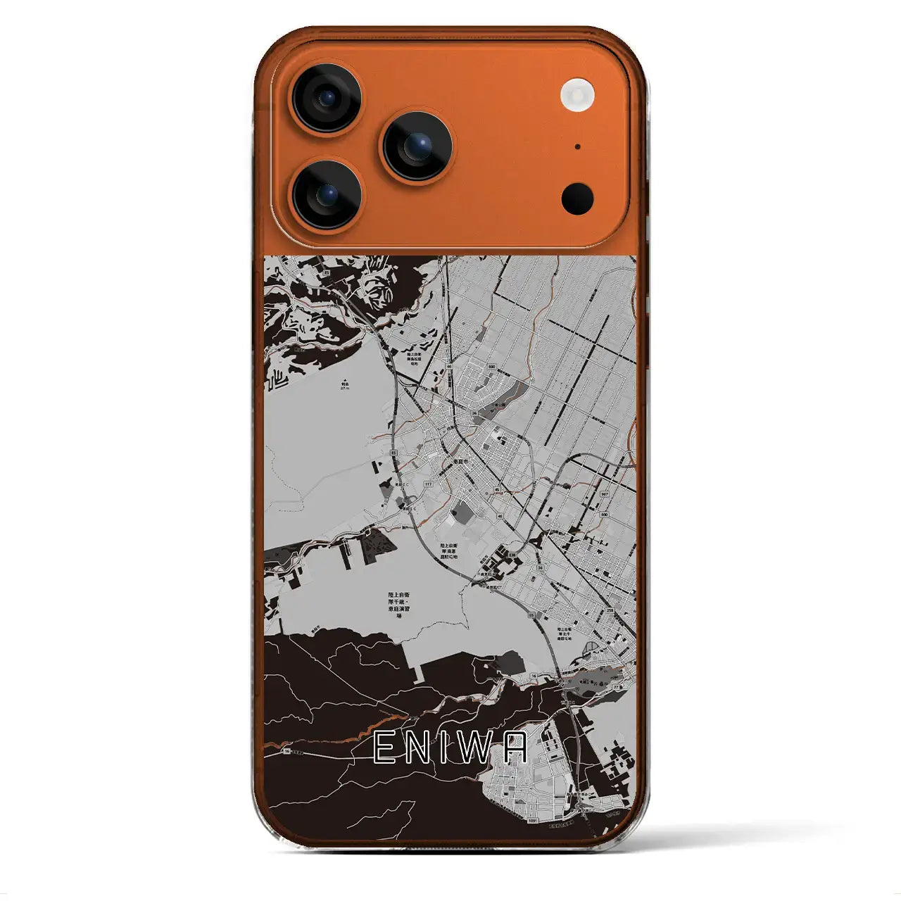 【恵庭(北海道)】地図柄iPhoneケース(クリアタイプ)モノトーン・iPhone 17 Pro Max 用