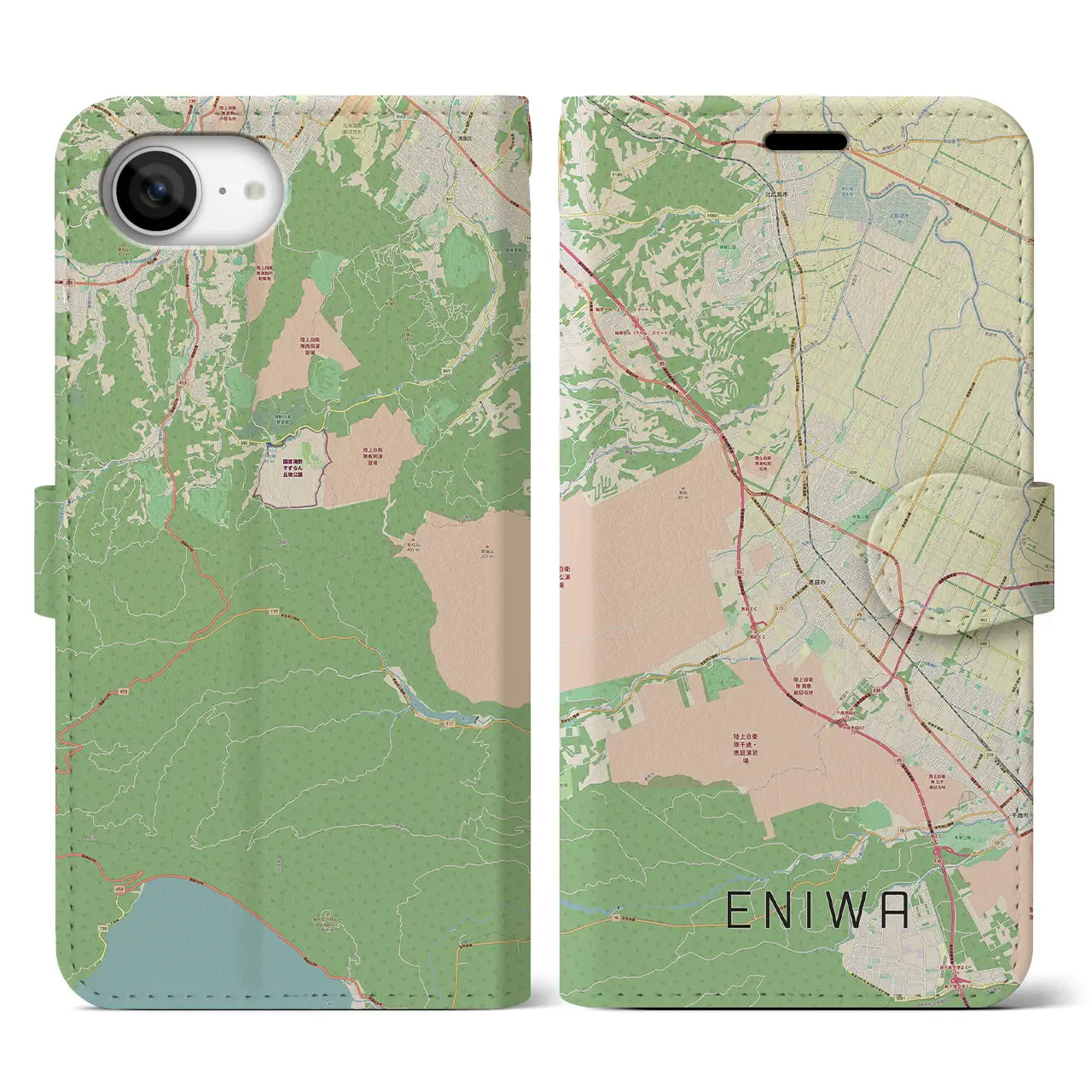 【恵庭(北海道)】地図柄iPhoneケース(手帳タイプ)