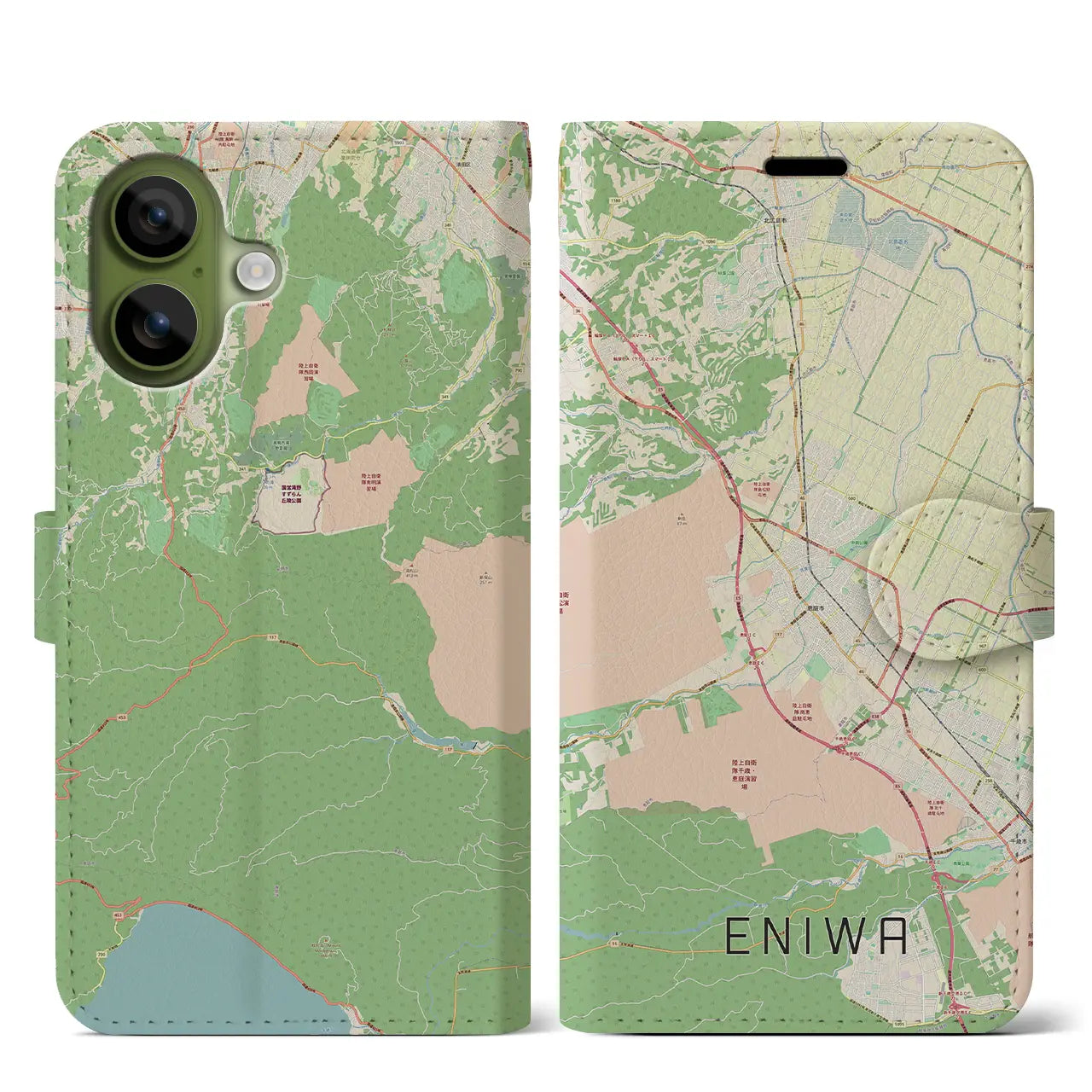 【恵庭(北海道)】地図柄iPhoneケース(手帳タイプ)