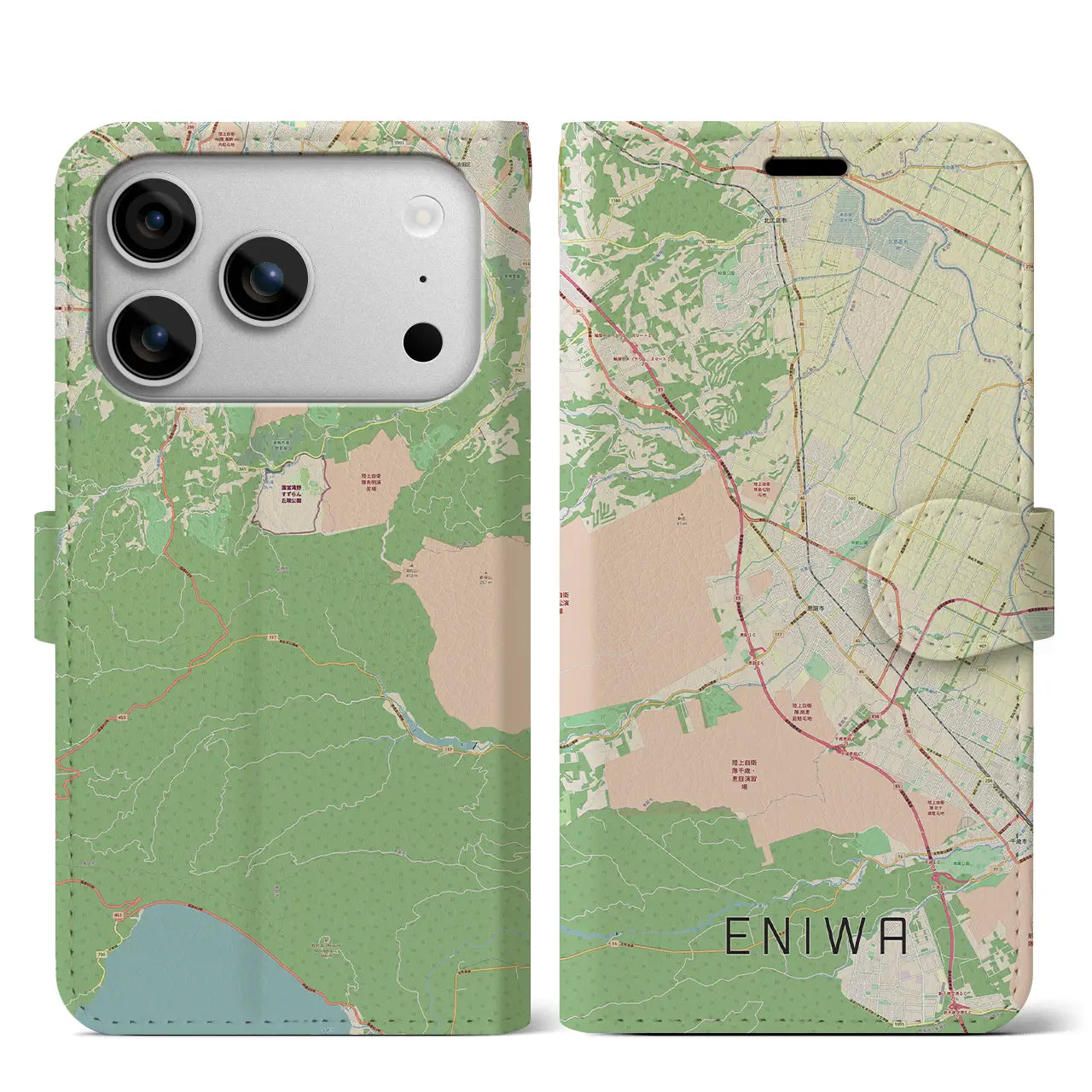 【恵庭(北海道)】地図柄iPhoneケース(手帳タイプ)