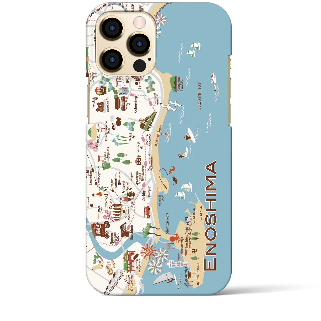 【江ノ島】イラストマップiPhoneケース(バックカバータイプ)