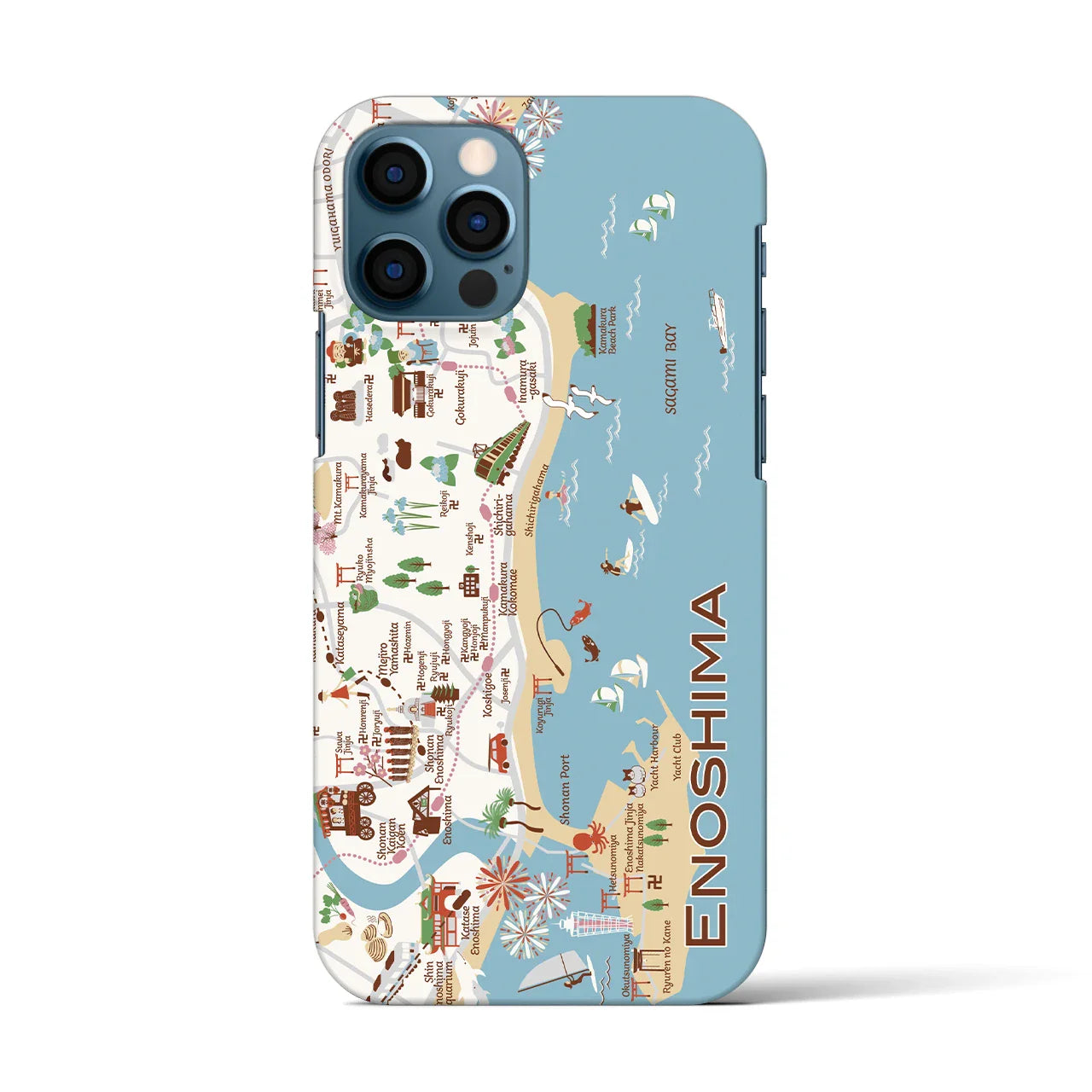 【江ノ島】イラストマップiPhoneケース(バックカバータイプ)