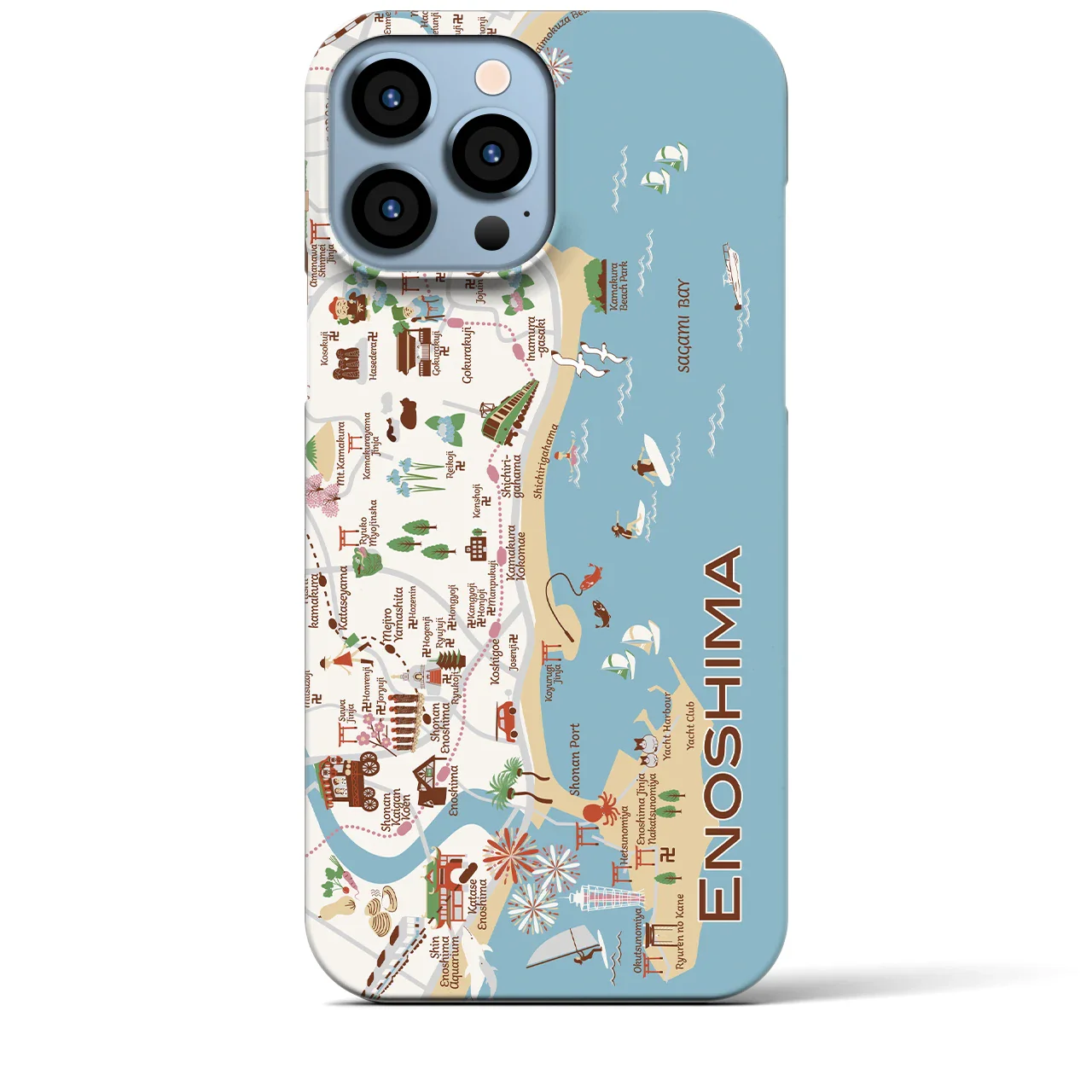 【江ノ島】イラストマップiPhoneケース(バックカバータイプ)