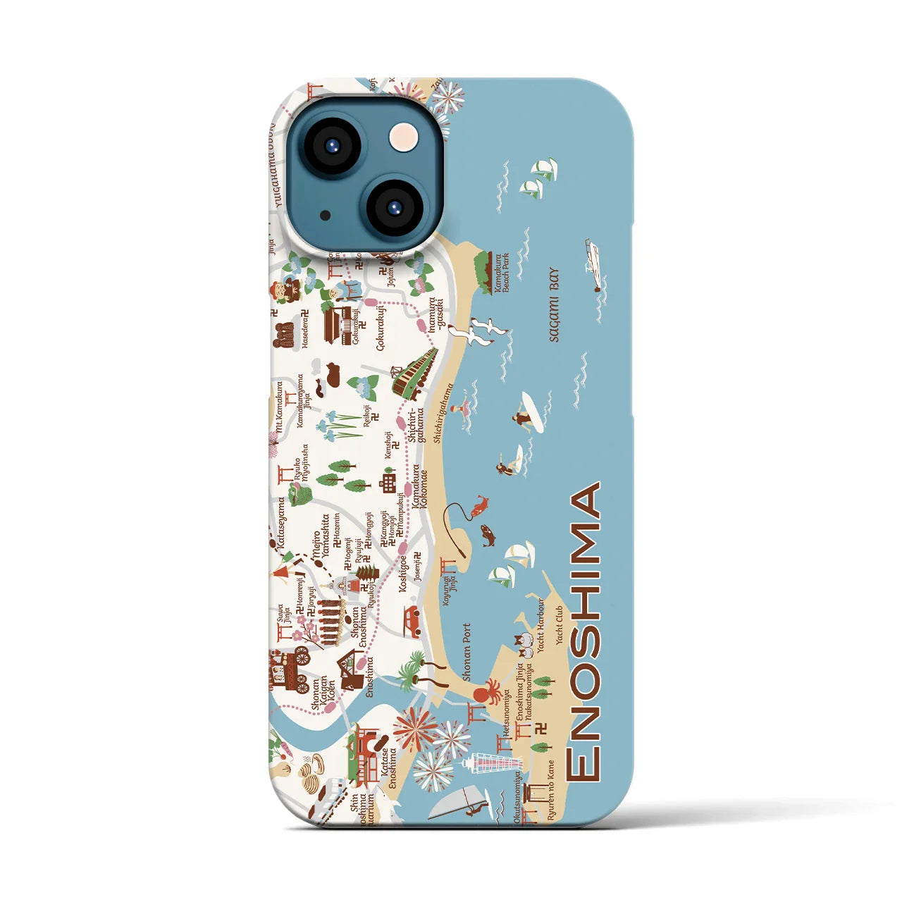 【江ノ島】イラストマップiPhoneケース(バックカバータイプ)