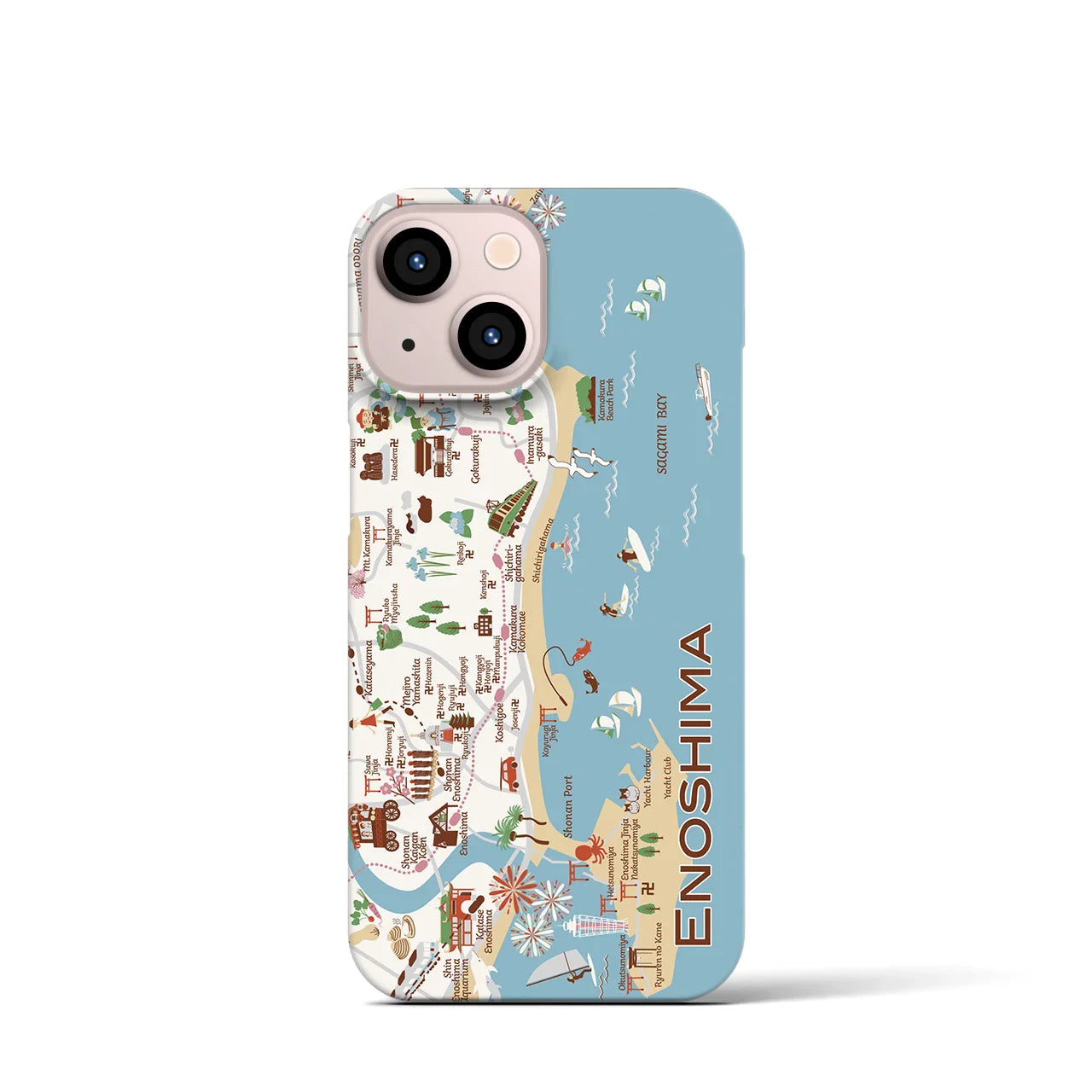 【江ノ島】イラストマップiPhoneケース(バックカバータイプ)