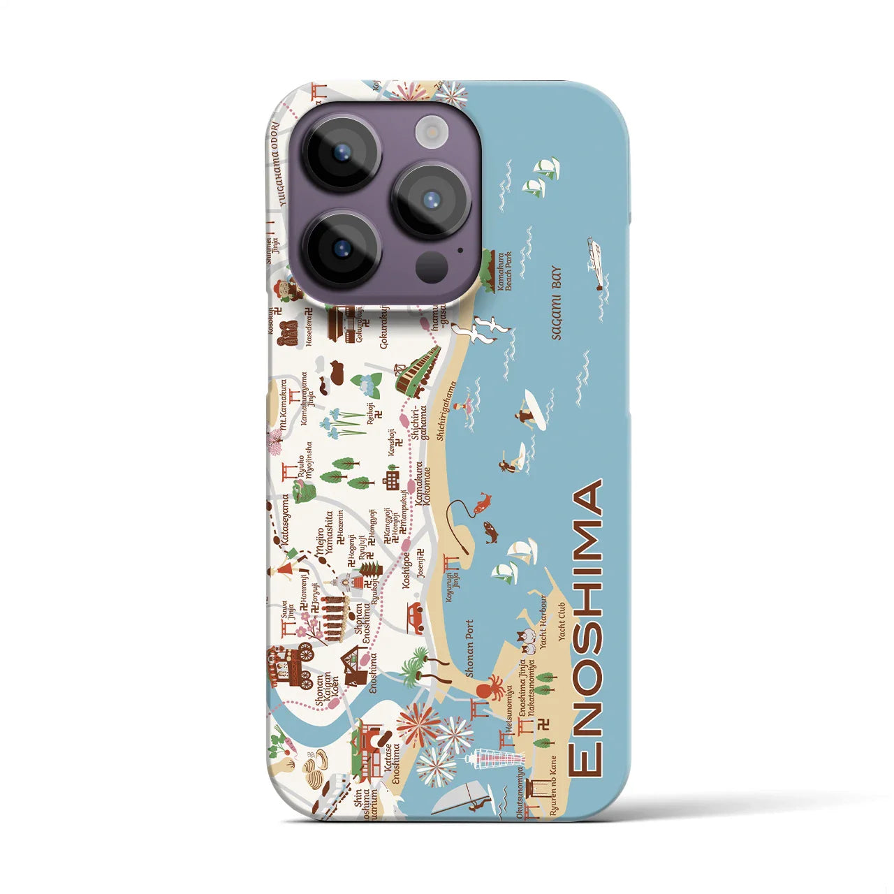 【江ノ島】イラストマップiPhoneケース(バックカバータイプ)
