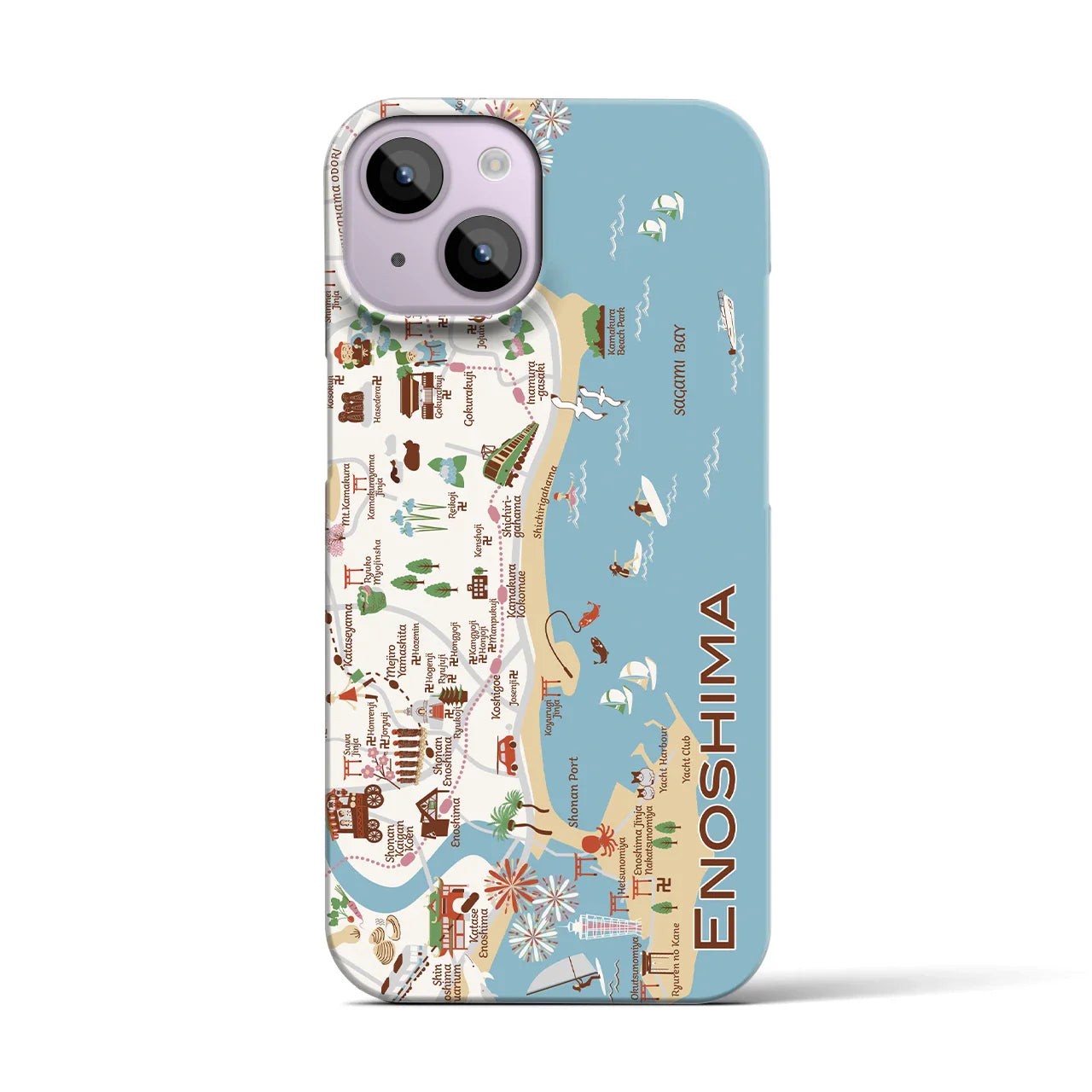 【江ノ島】イラストマップiPhoneケース(バックカバータイプ)