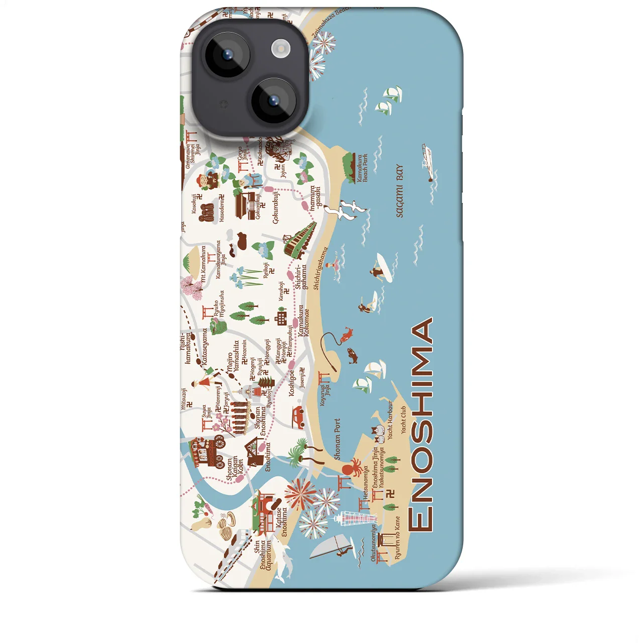 【江ノ島】イラストマップiPhoneケース(バックカバータイプ)