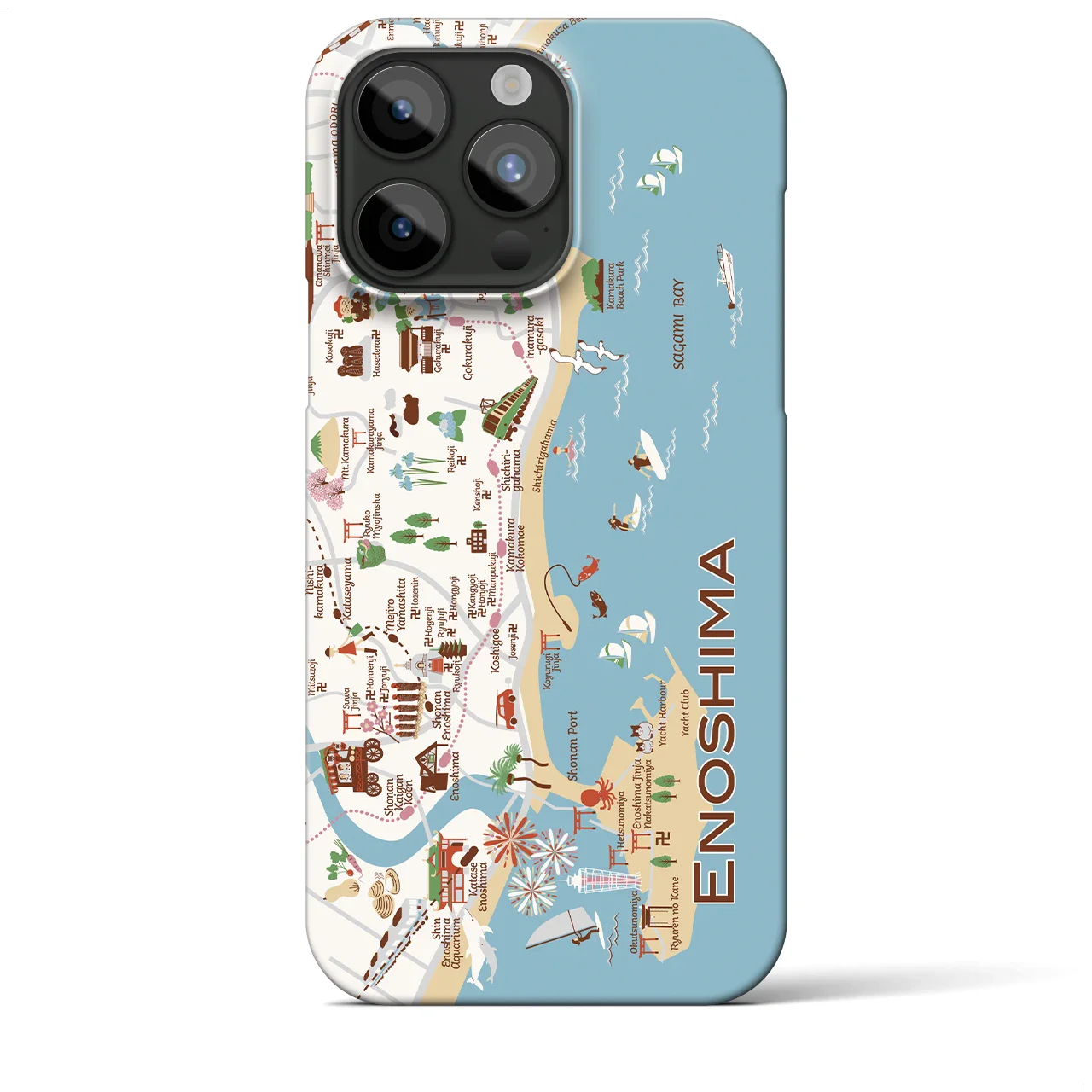 【江ノ島】イラストマップiPhoneケース(バックカバータイプ)