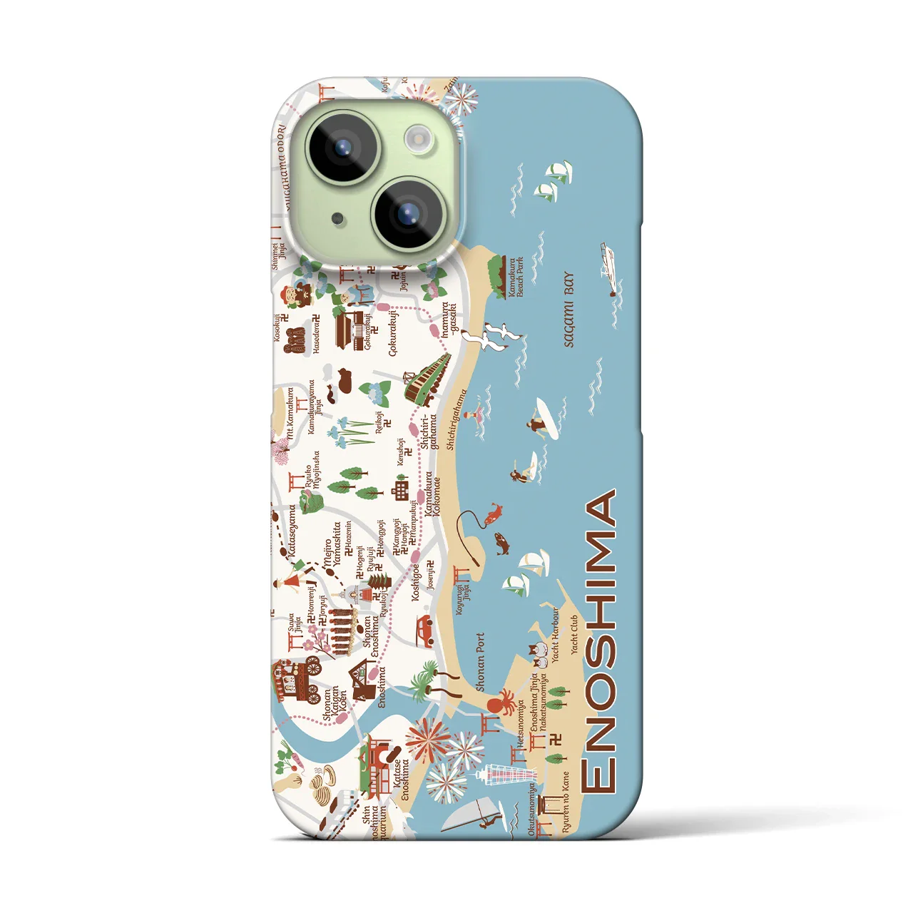 【江ノ島】イラストマップiPhoneケース(バックカバータイプ)