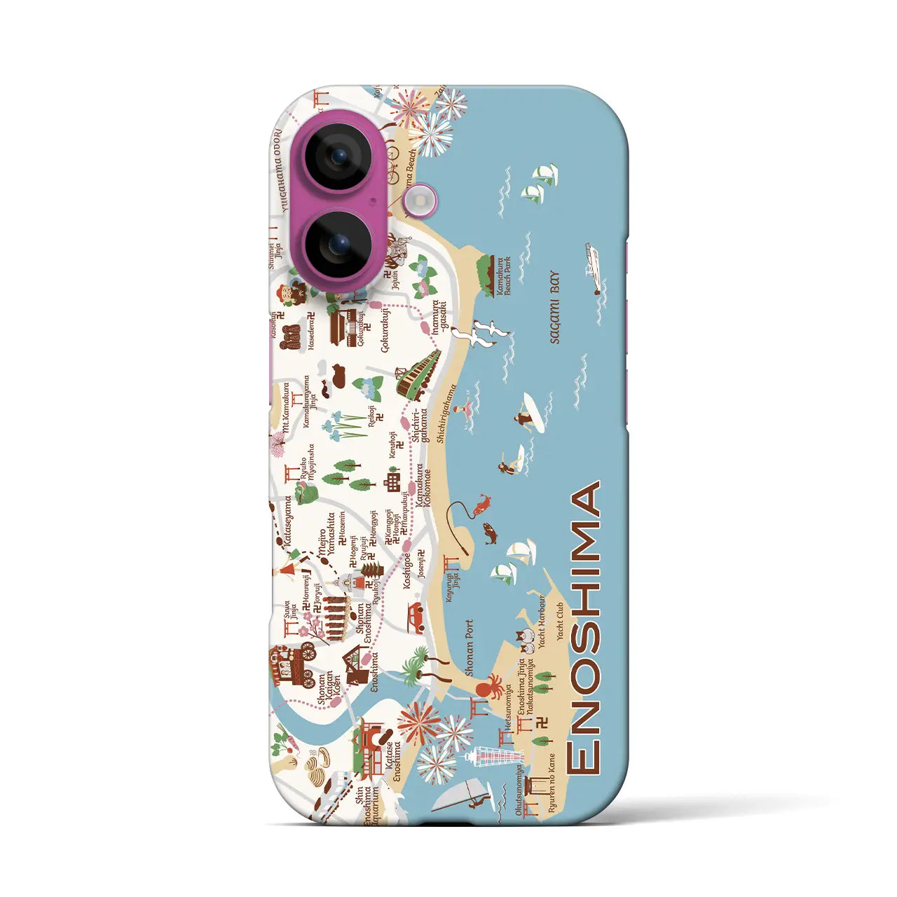 【江ノ島】イラストマップiPhoneケース(バックカバータイプ)