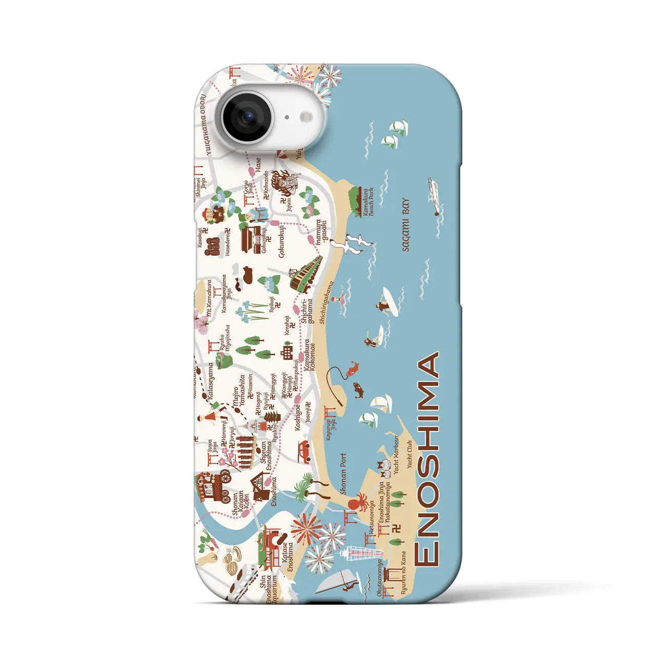 【江ノ島】イラストマップiPhoneケース(バックカバータイプ)