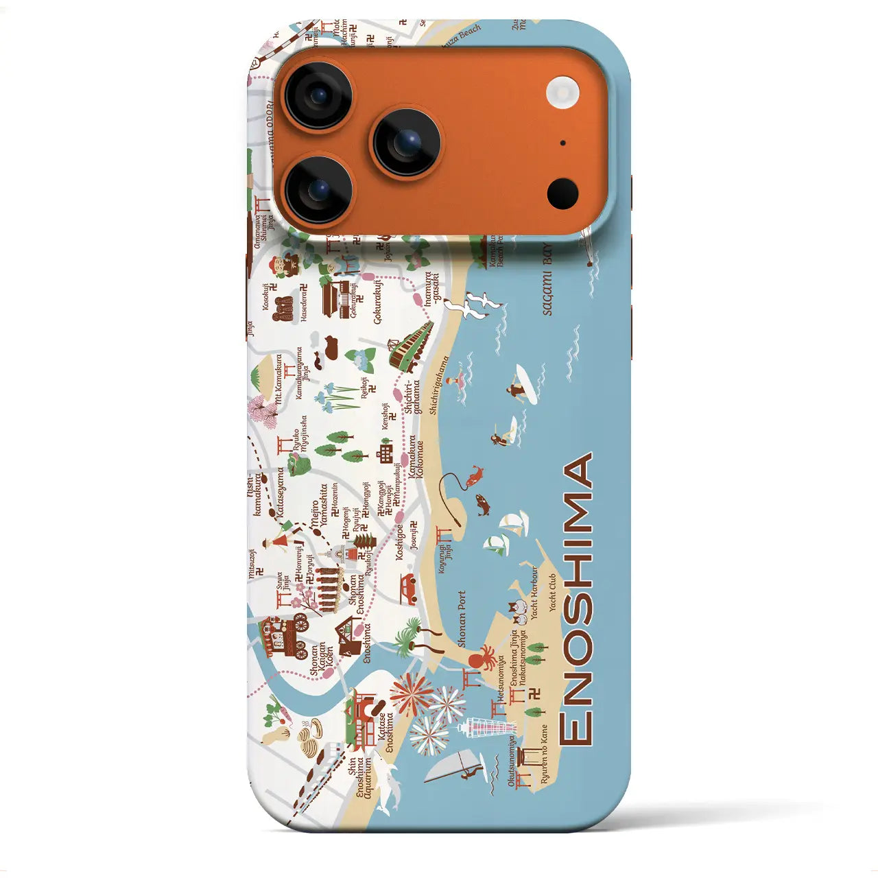 【江ノ島】イラストマップiPhoneケース(バックカバータイプ)