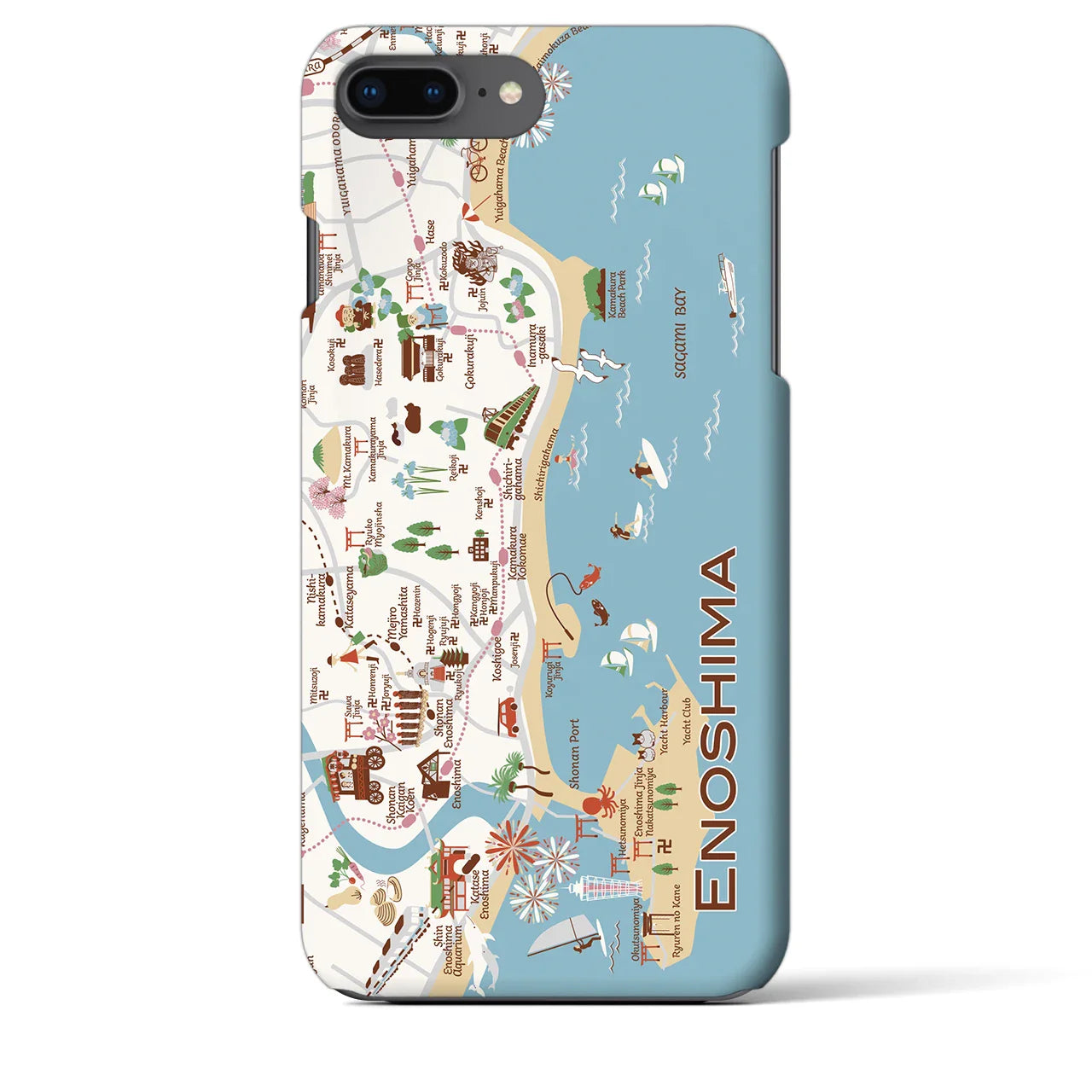 【江ノ島】イラストマップiPhoneケース(バックカバータイプ)
