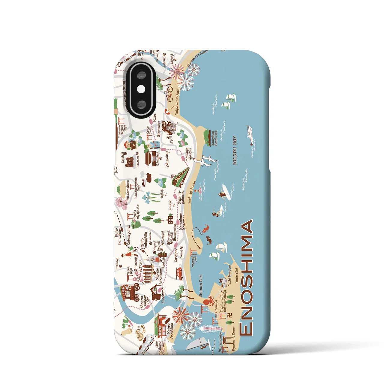 【江ノ島】イラストマップiPhoneケース(バックカバータイプ)