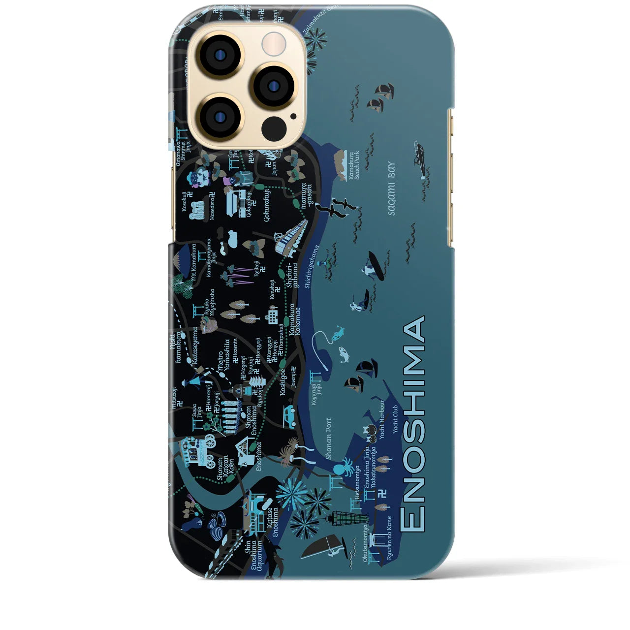 【江ノ島】イラストマップiPhoneケース(バックカバータイプ)