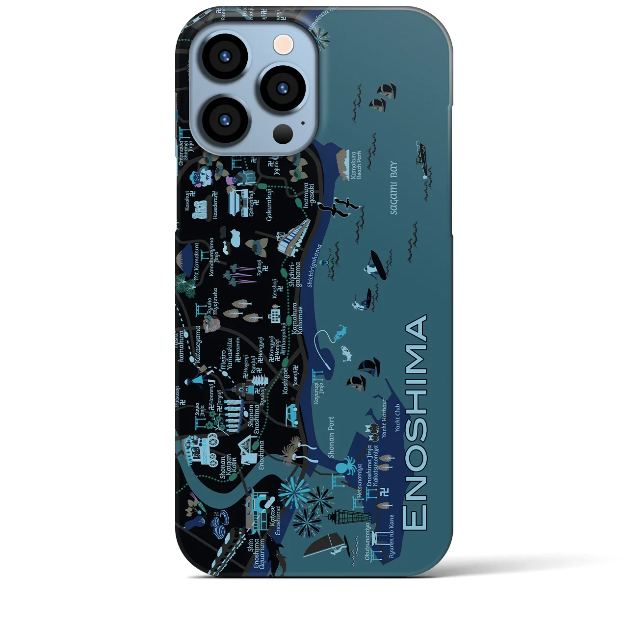 【江ノ島】イラストマップiPhoneケース(バックカバータイプ)