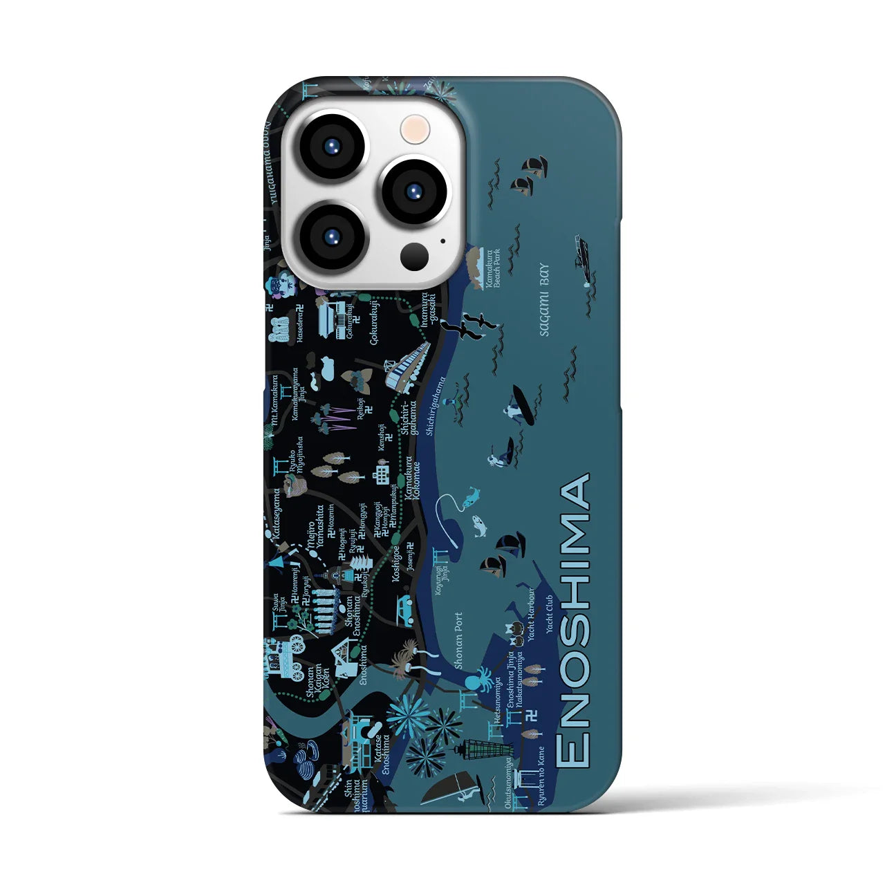 【江ノ島】イラストマップiPhoneケース(バックカバータイプ)