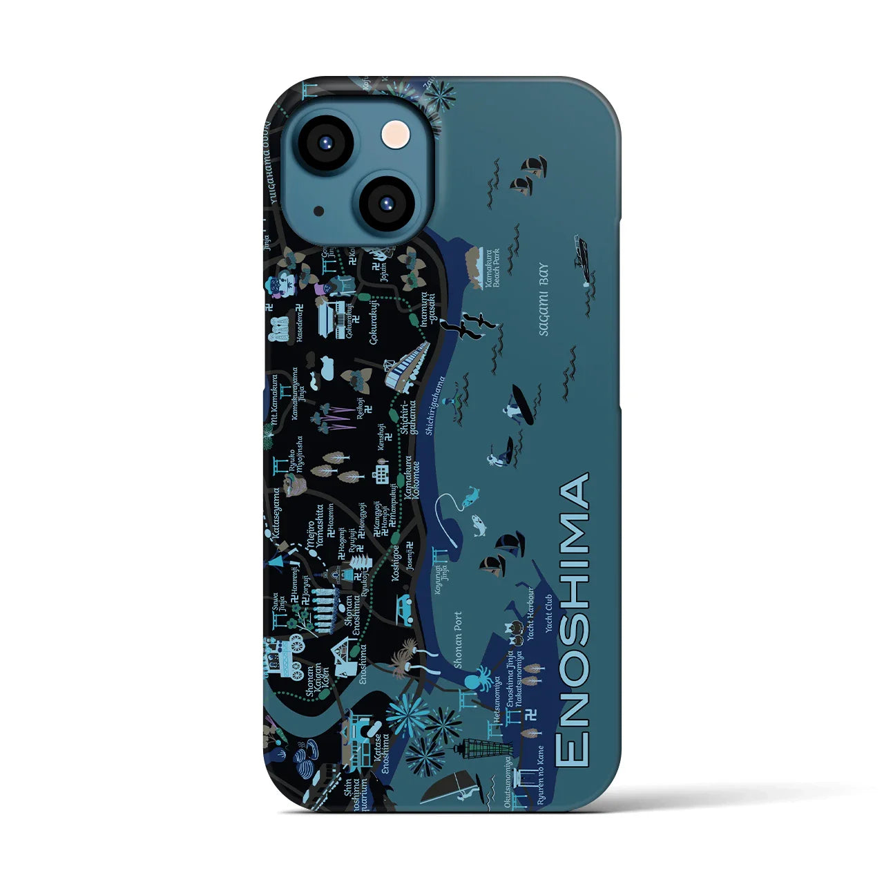 【江ノ島】イラストマップiPhoneケース(バックカバータイプ)