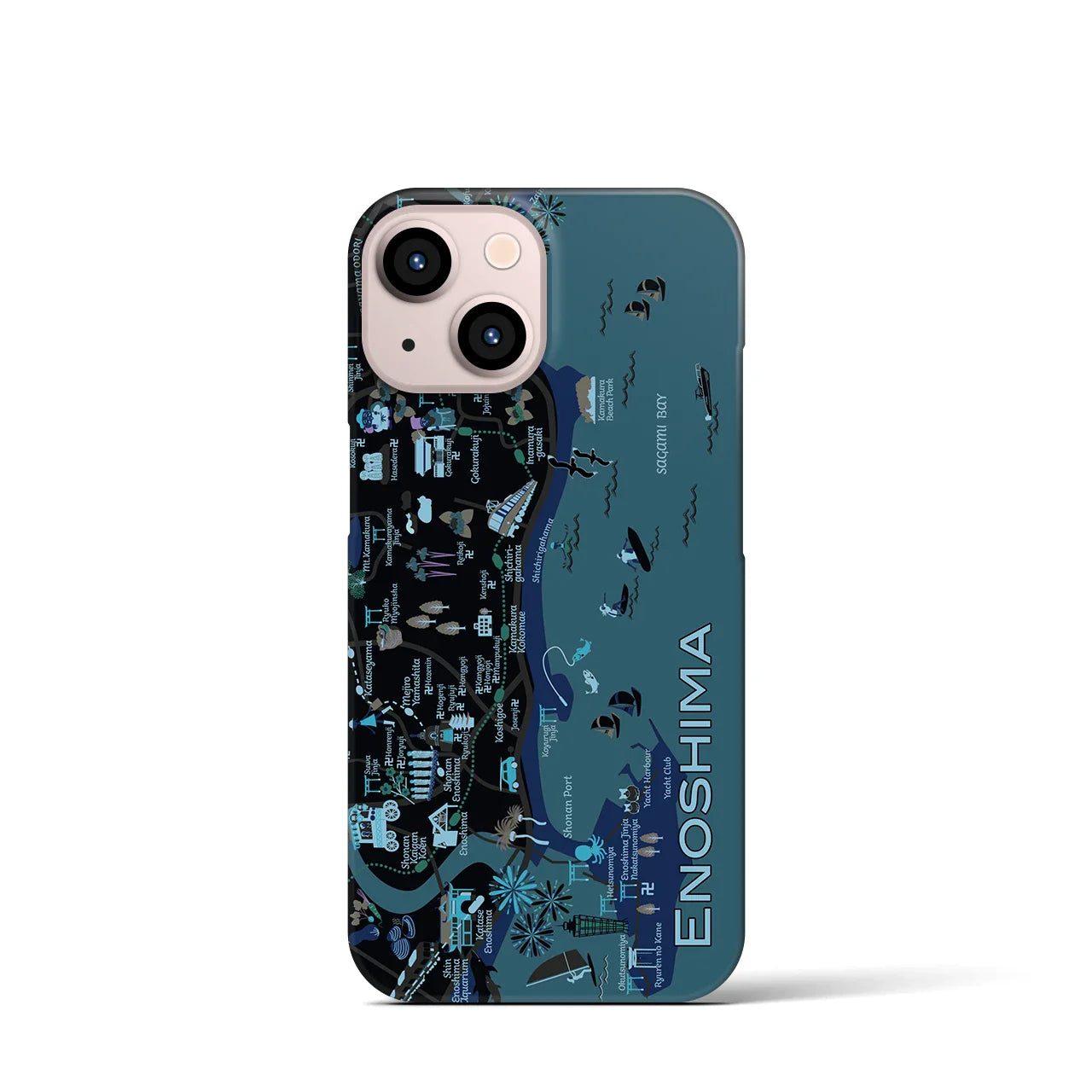 【江ノ島】イラストマップiPhoneケース(バックカバータイプ)
