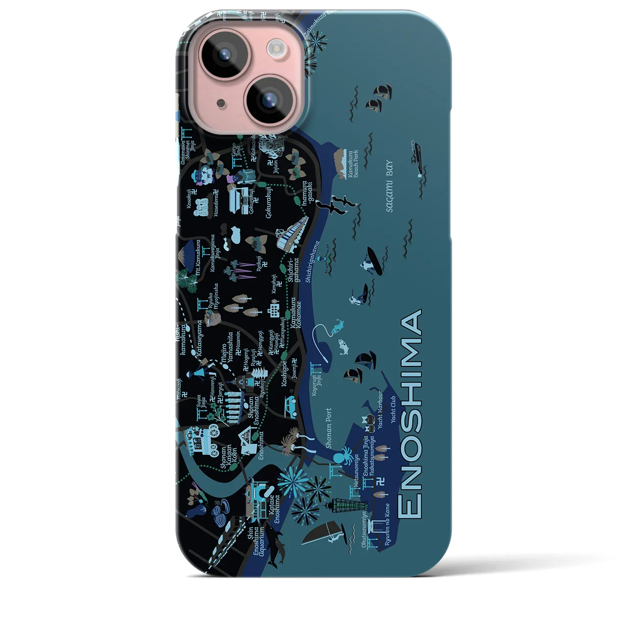 【江ノ島】イラストマップiPhoneケース(バックカバータイプ)
