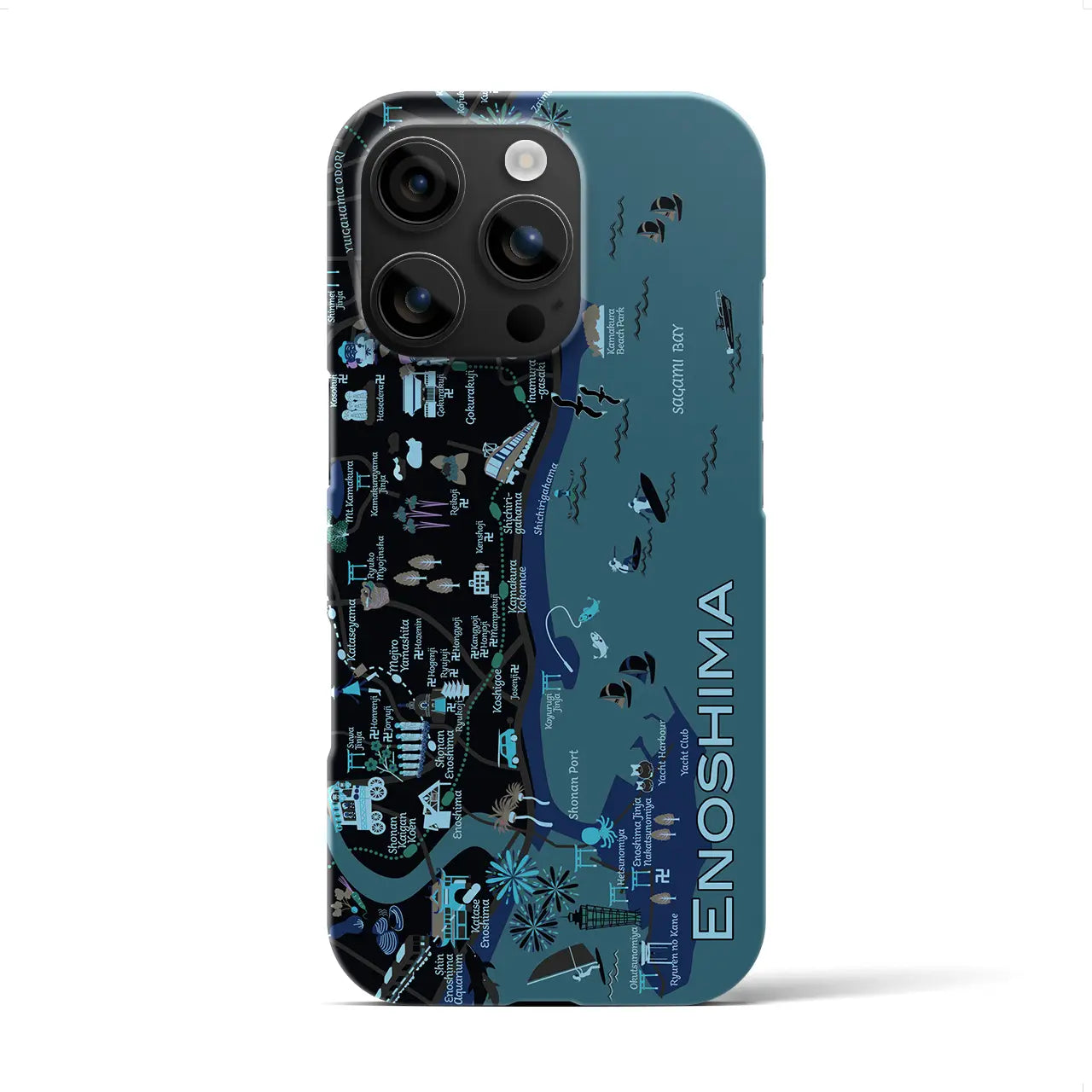【江ノ島】イラストマップiPhoneケース(バックカバータイプ)