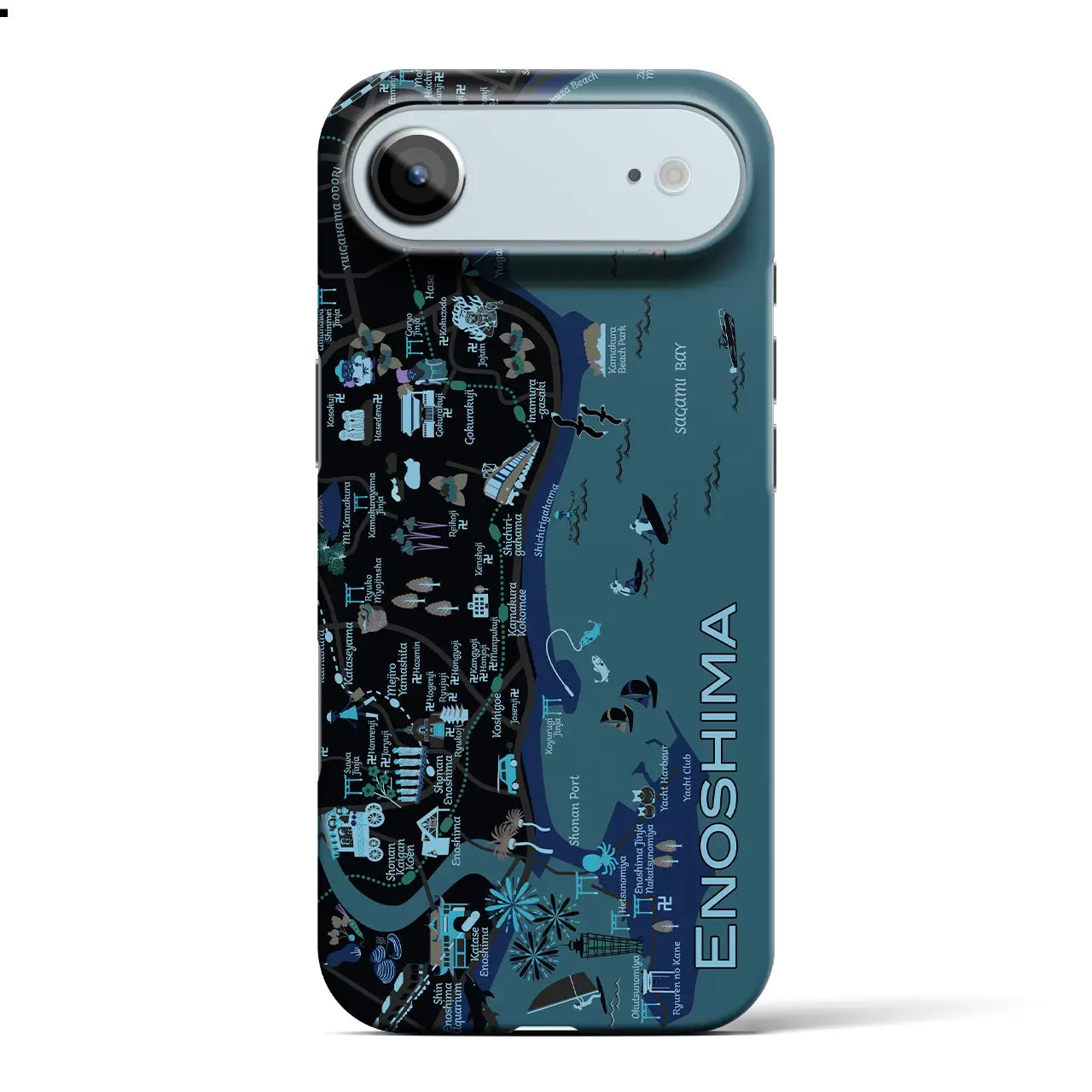 【江ノ島】イラストマップiPhoneケース(バックカバータイプ)