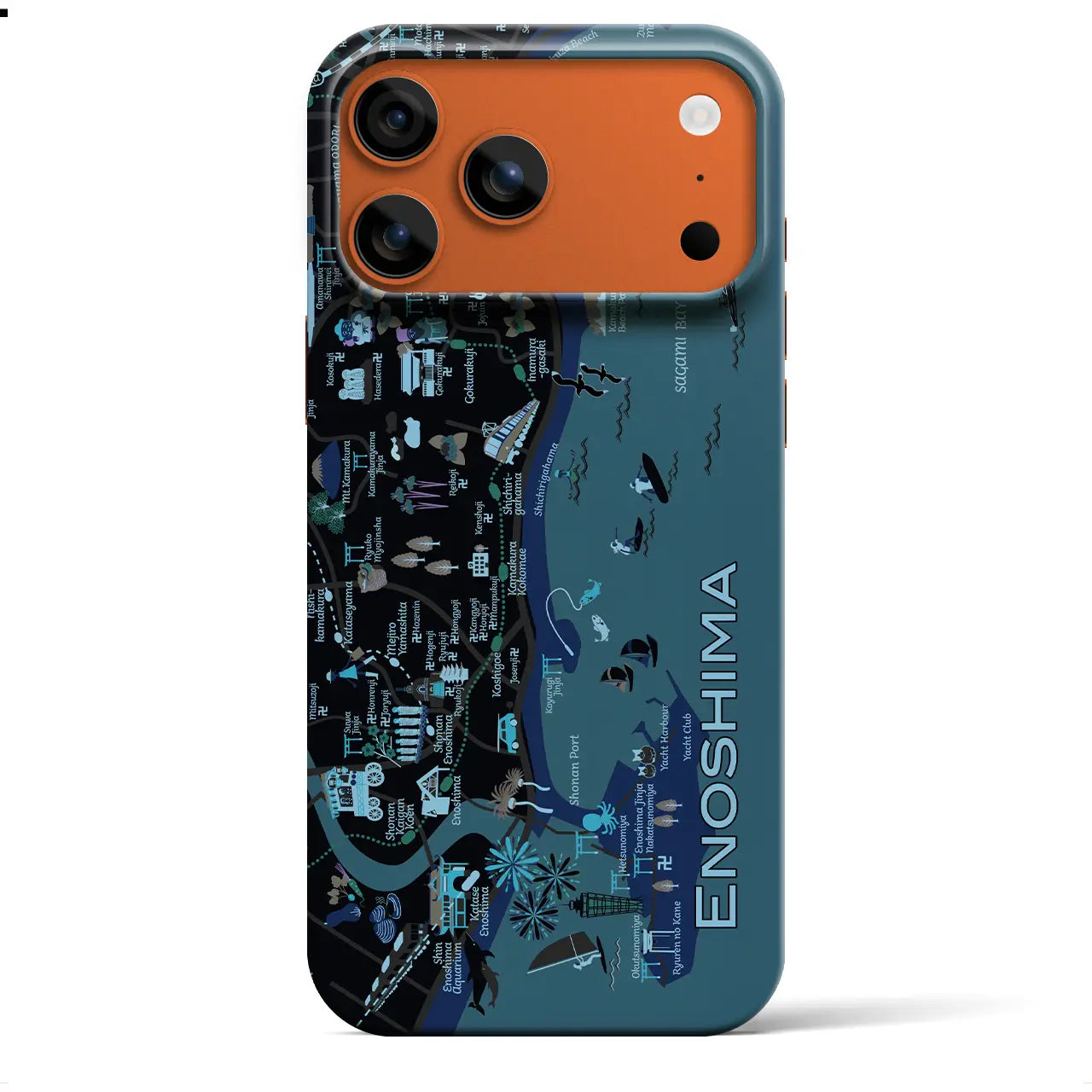 【江ノ島】イラストマップiPhoneケース(バックカバータイプ)