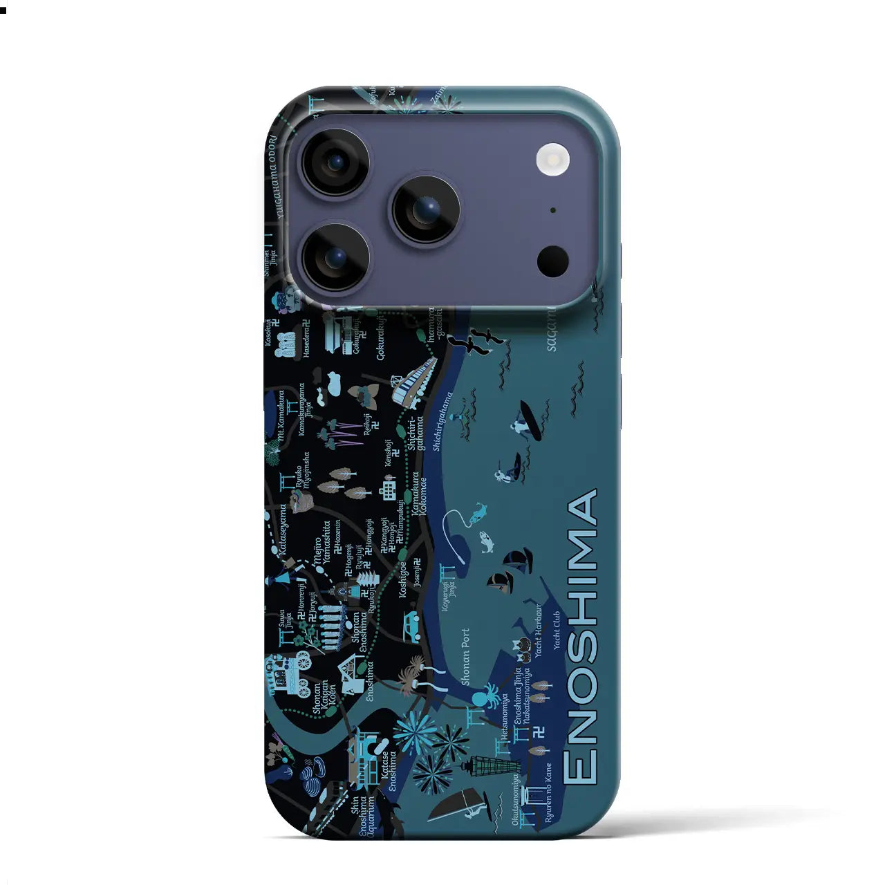 【江ノ島】イラストマップiPhoneケース(バックカバータイプ)