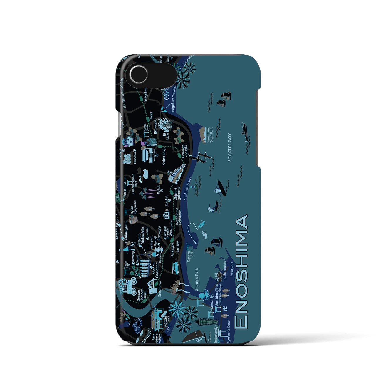 【江ノ島】イラストマップiPhoneケース(バックカバータイプ)