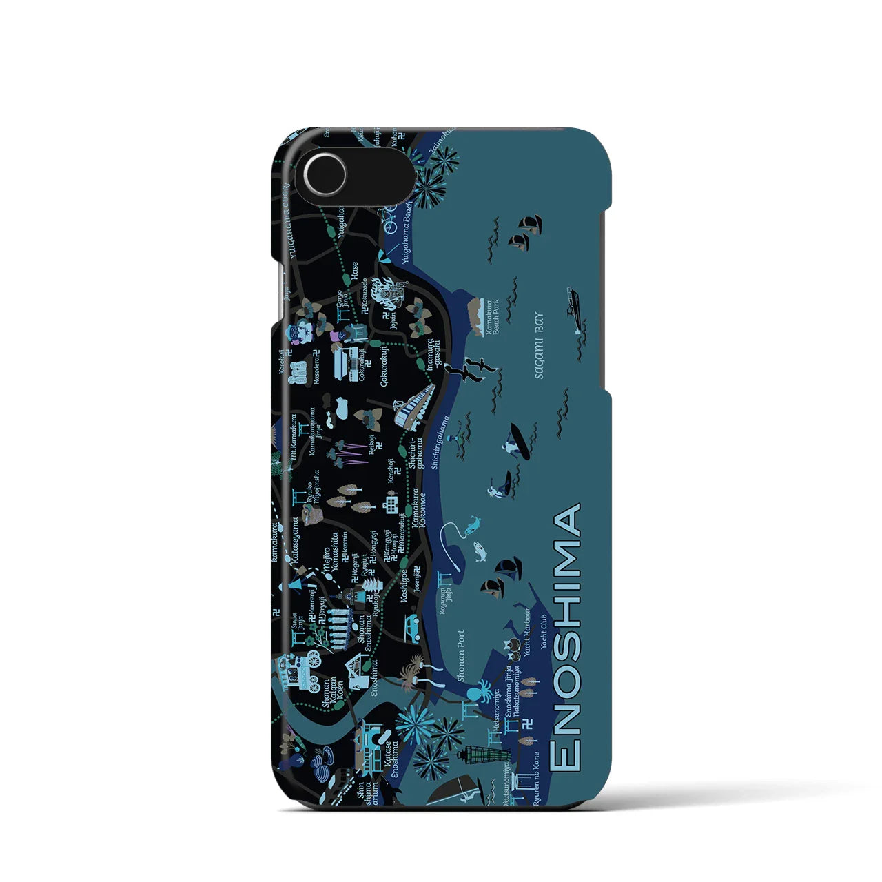 【江ノ島】イラストマップiPhoneケース(バックカバータイプ)