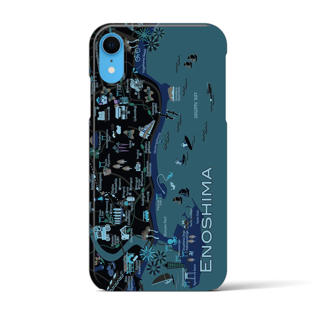 【江ノ島】イラストマップiPhoneケース(バックカバータイプ)