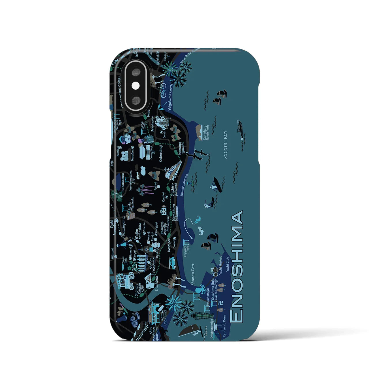 【江ノ島】イラストマップiPhoneケース(バックカバータイプ)