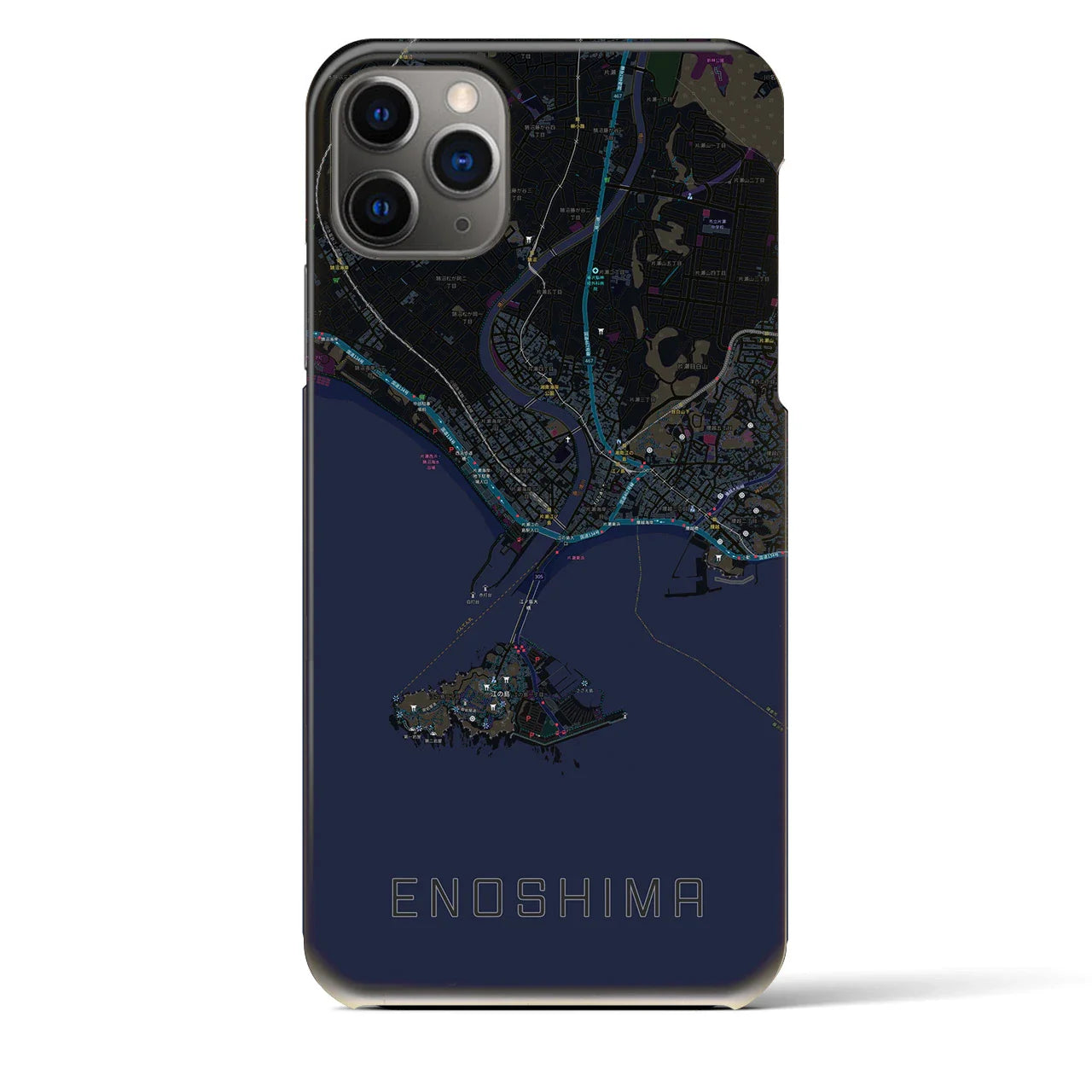 【江ノ島(神奈川県)】地図柄iPhoneケース(バックカバータイプ)