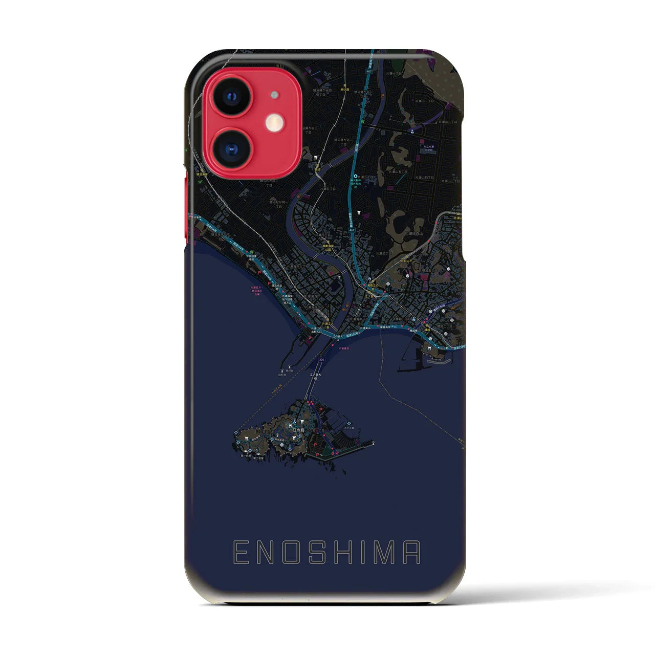 【江ノ島(神奈川県)】地図柄iPhoneケース(バックカバータイプ)
