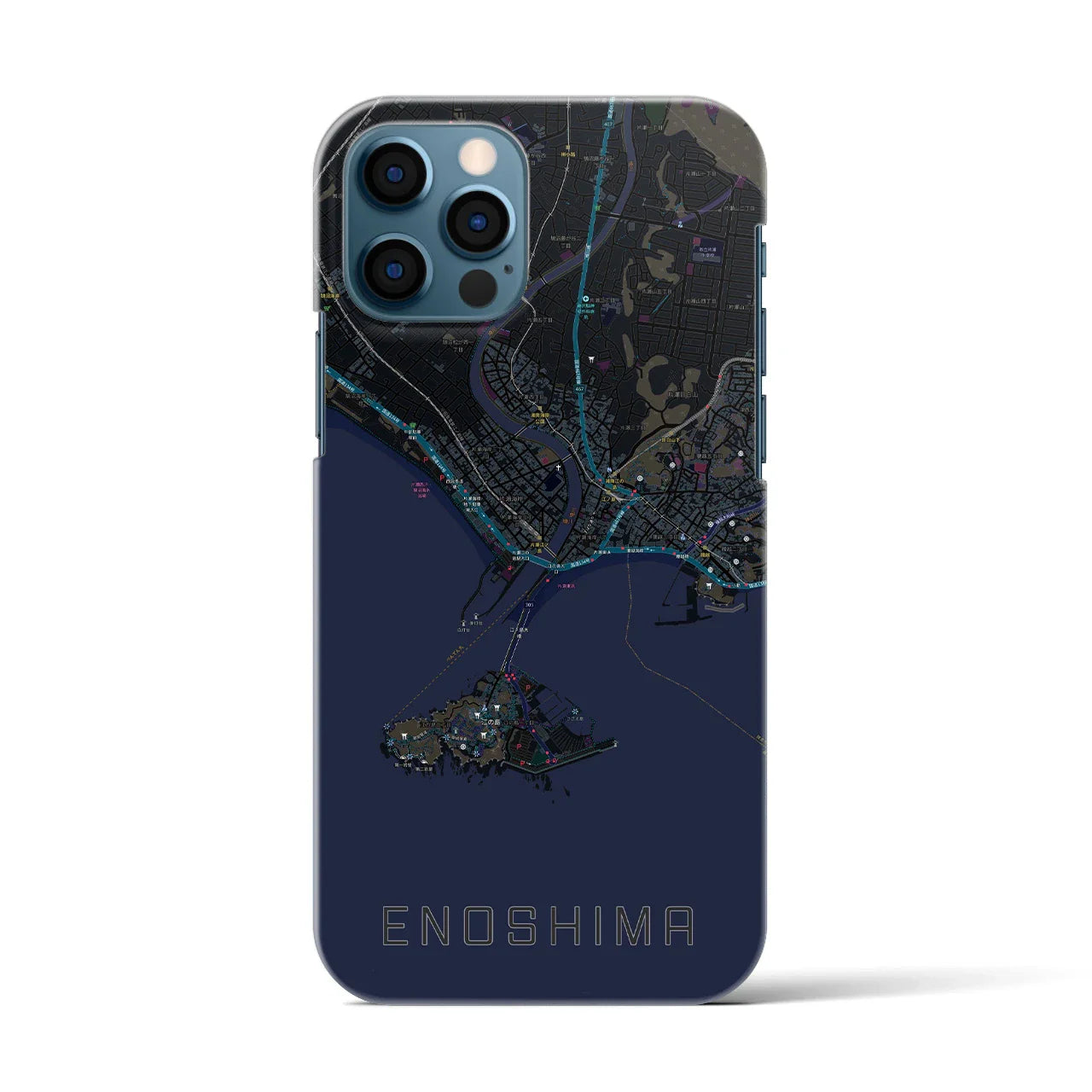 【江ノ島(神奈川県)】地図柄iPhoneケース(バックカバータイプ)