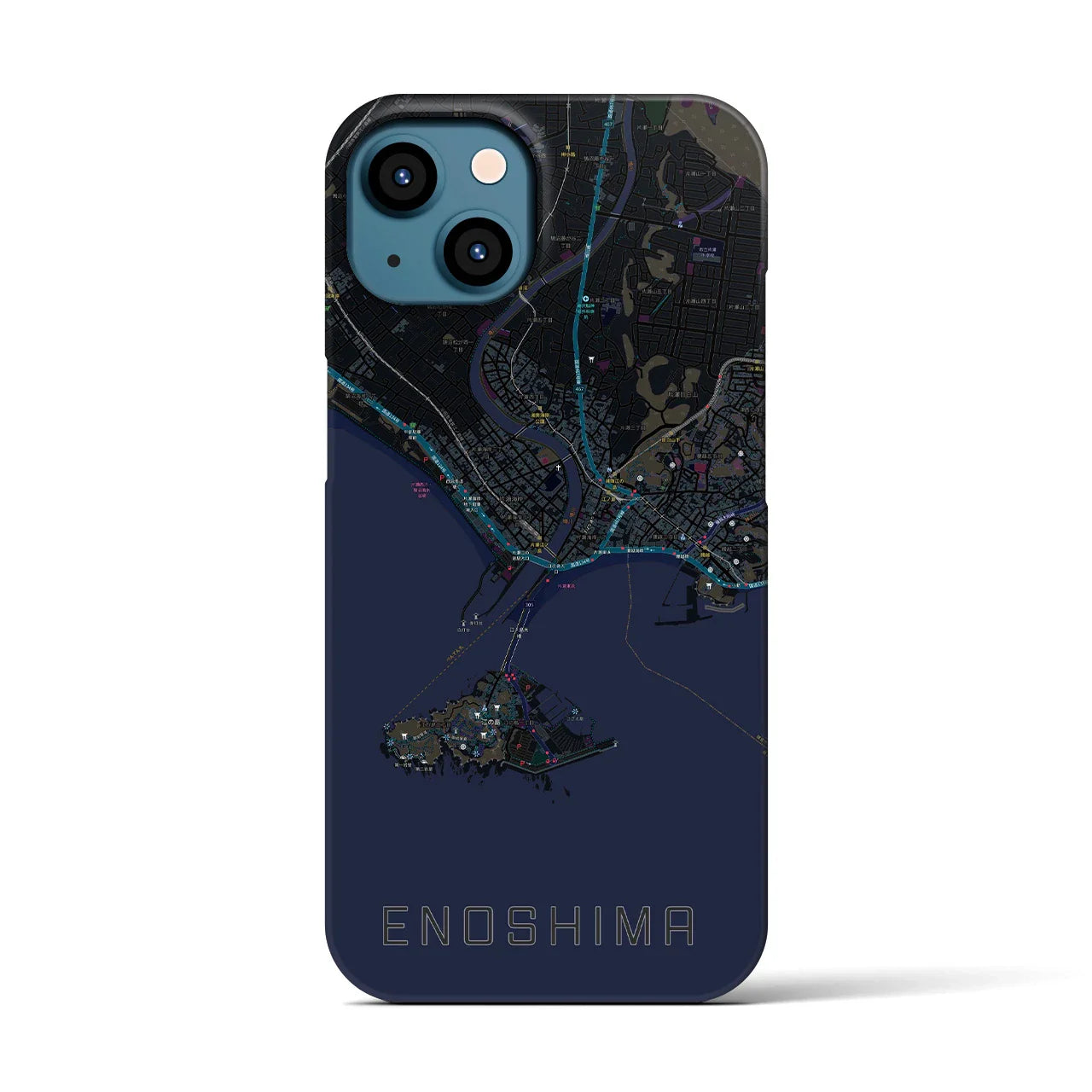 【江ノ島(神奈川県)】地図柄iPhoneケース(バックカバータイプ)
