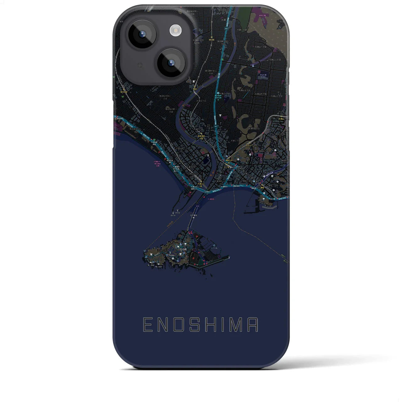 【江ノ島(神奈川県)】地図柄iPhoneケース(バックカバータイプ)