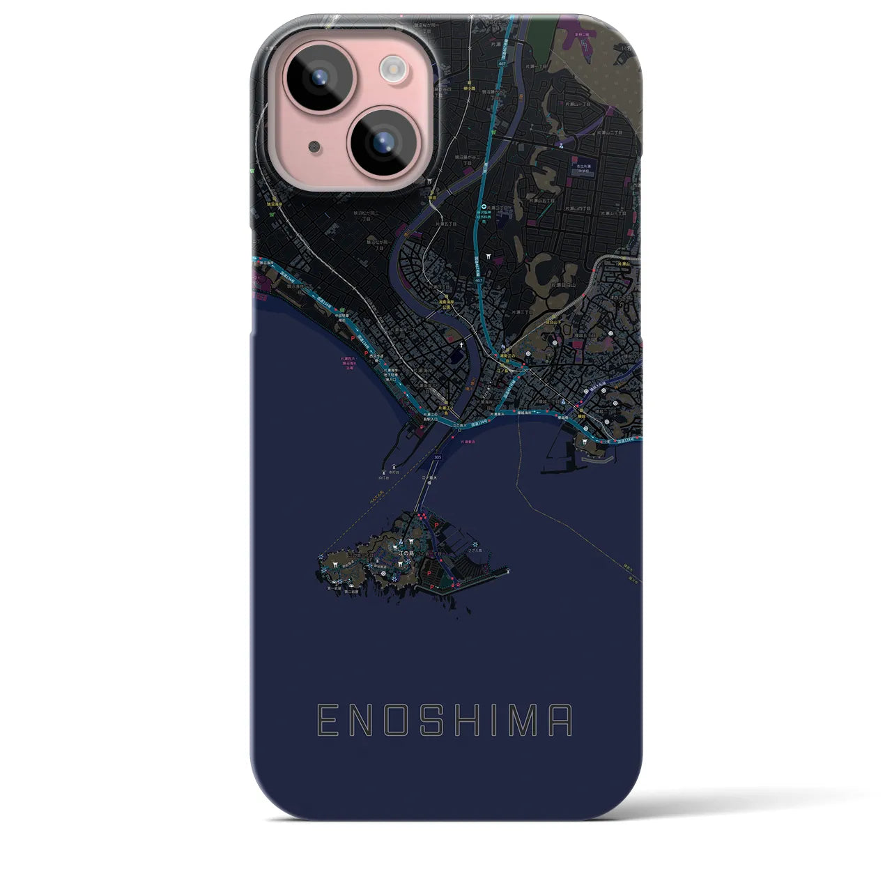 【江ノ島(神奈川県)】地図柄iPhoneケース(バックカバータイプ)