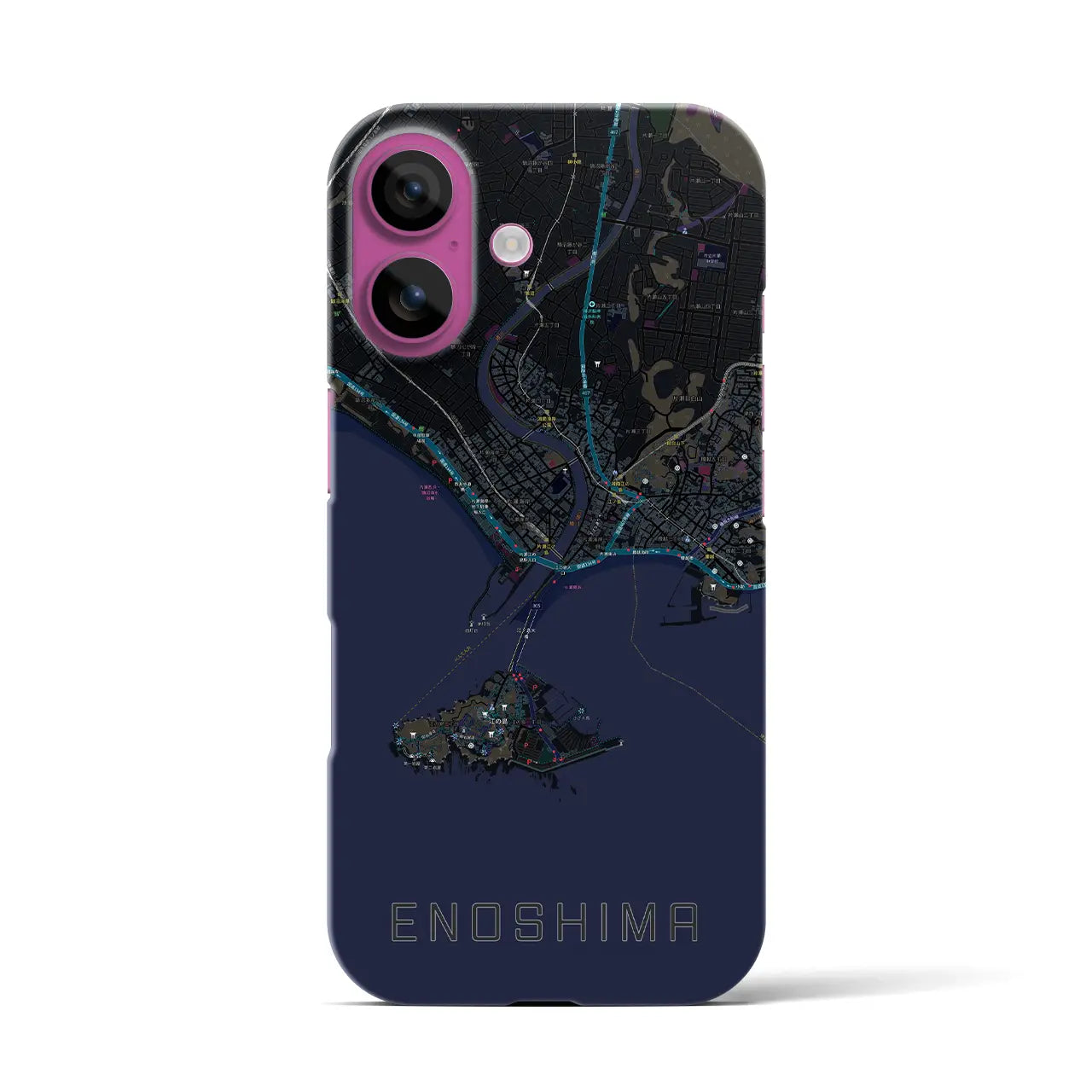 【江ノ島(神奈川県)】地図柄iPhoneケース(バックカバータイプ)