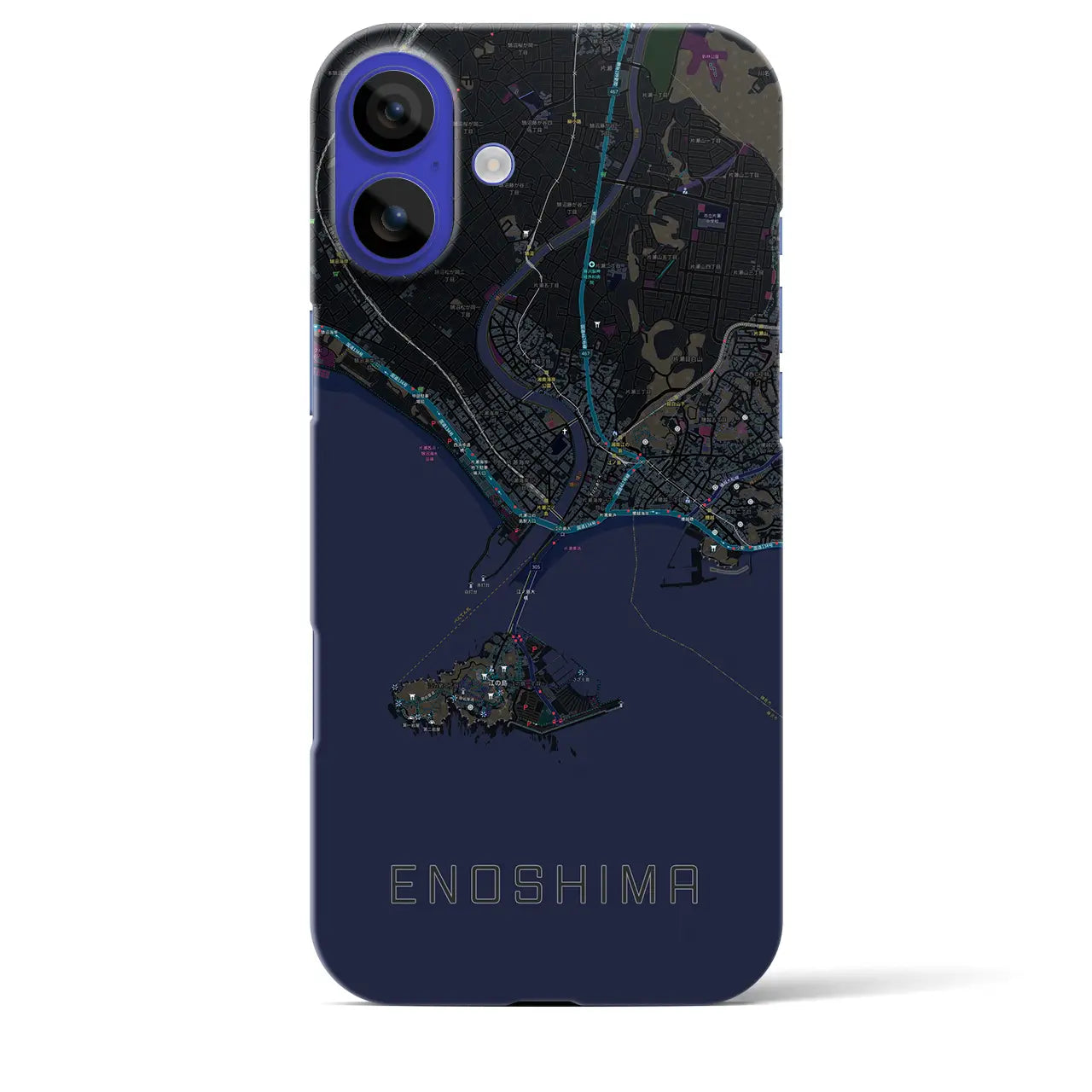 【江ノ島(神奈川県)】地図柄iPhoneケース(バックカバータイプ)