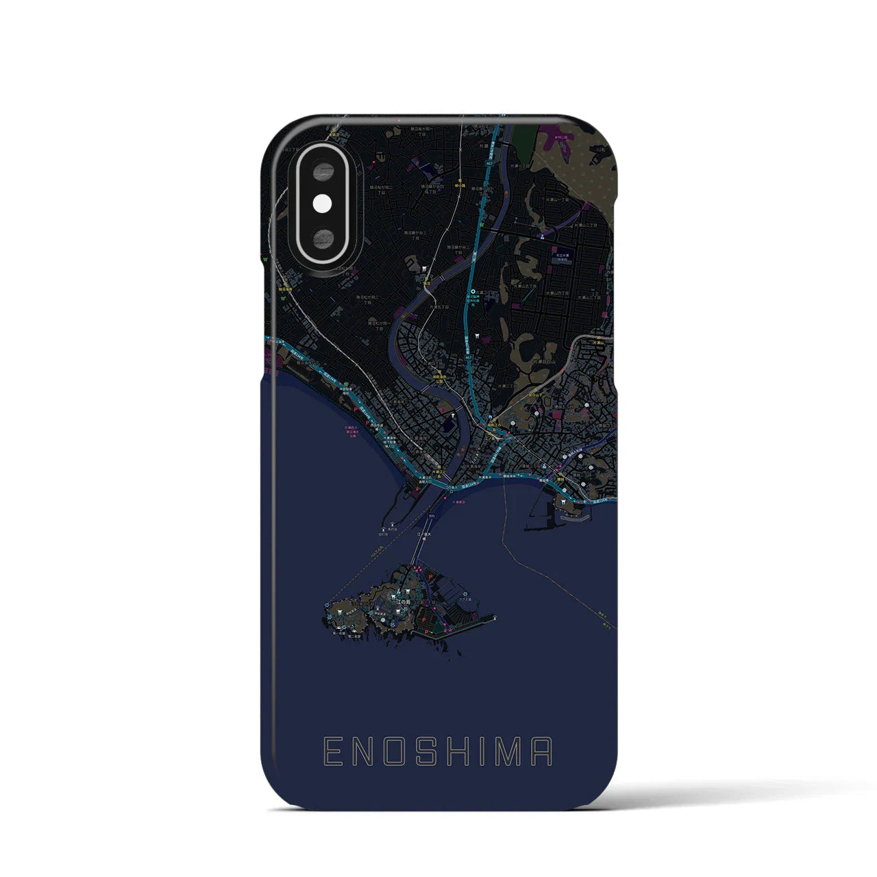 【江ノ島(神奈川県)】地図柄iPhoneケース(バックカバータイプ)