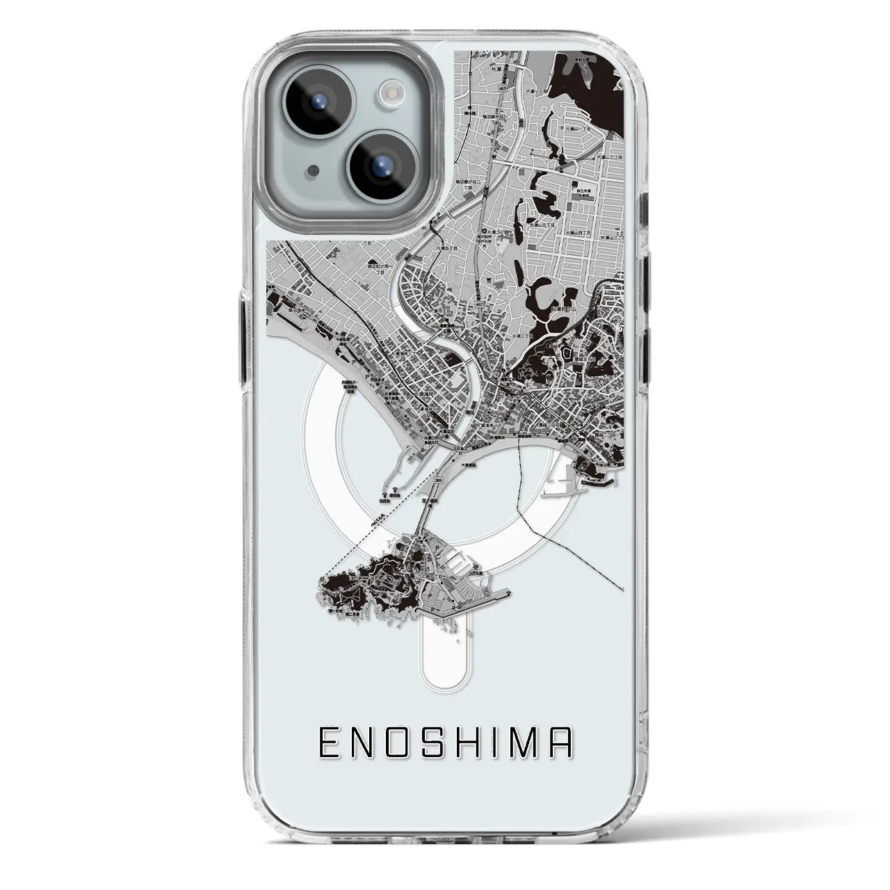 【江ノ島(神奈川県)】地図柄iPhoneケース(MagSafeタイプ)