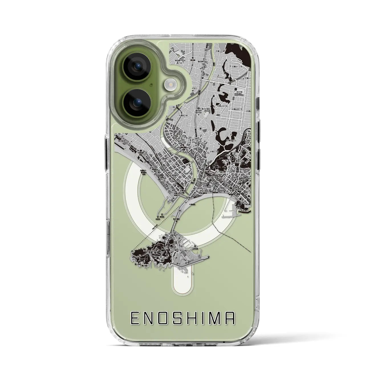 【江ノ島(神奈川県)】地図柄iPhoneケース(MagSafeタイプ)