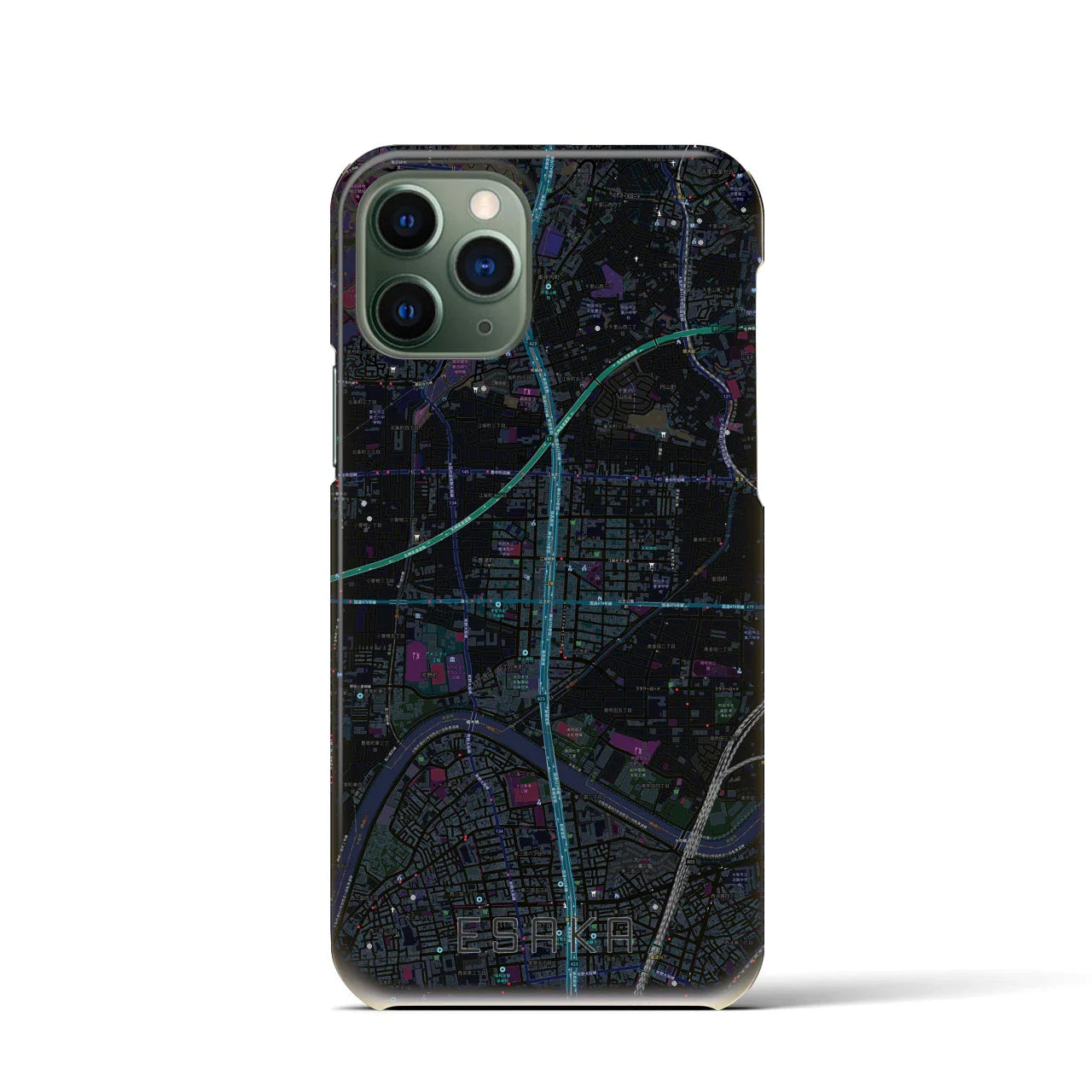 【江坂(大阪府)】地図柄iPhoneケース(バックカバータイプ)