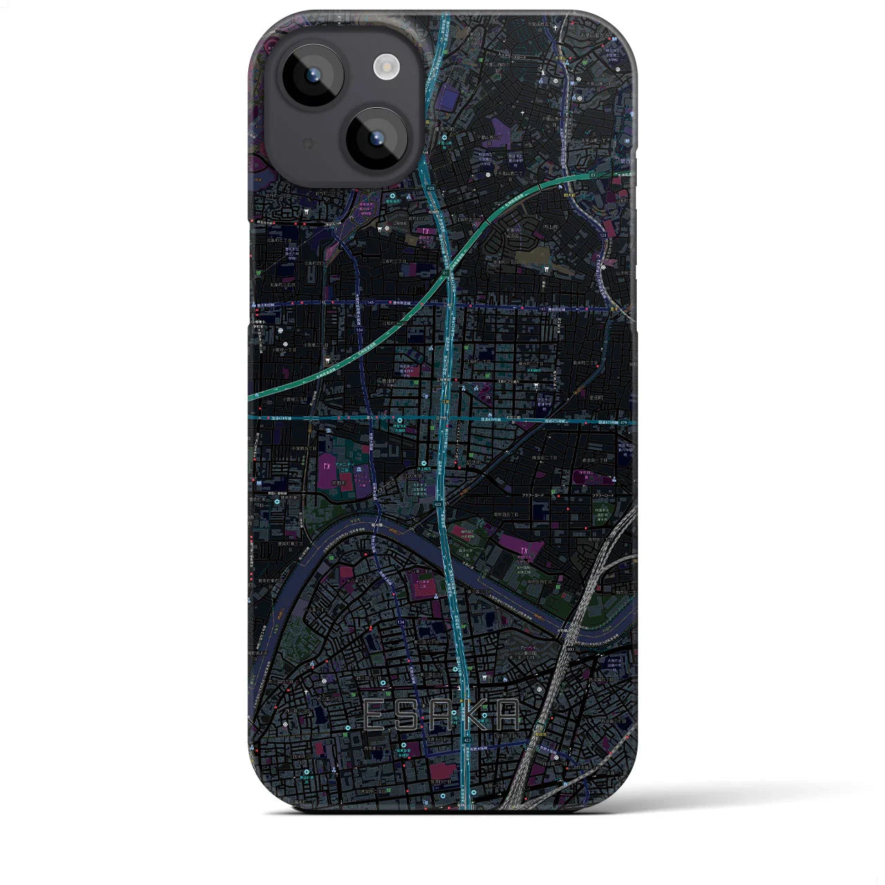 【江坂(大阪府)】地図柄iPhoneケース(バックカバータイプ)