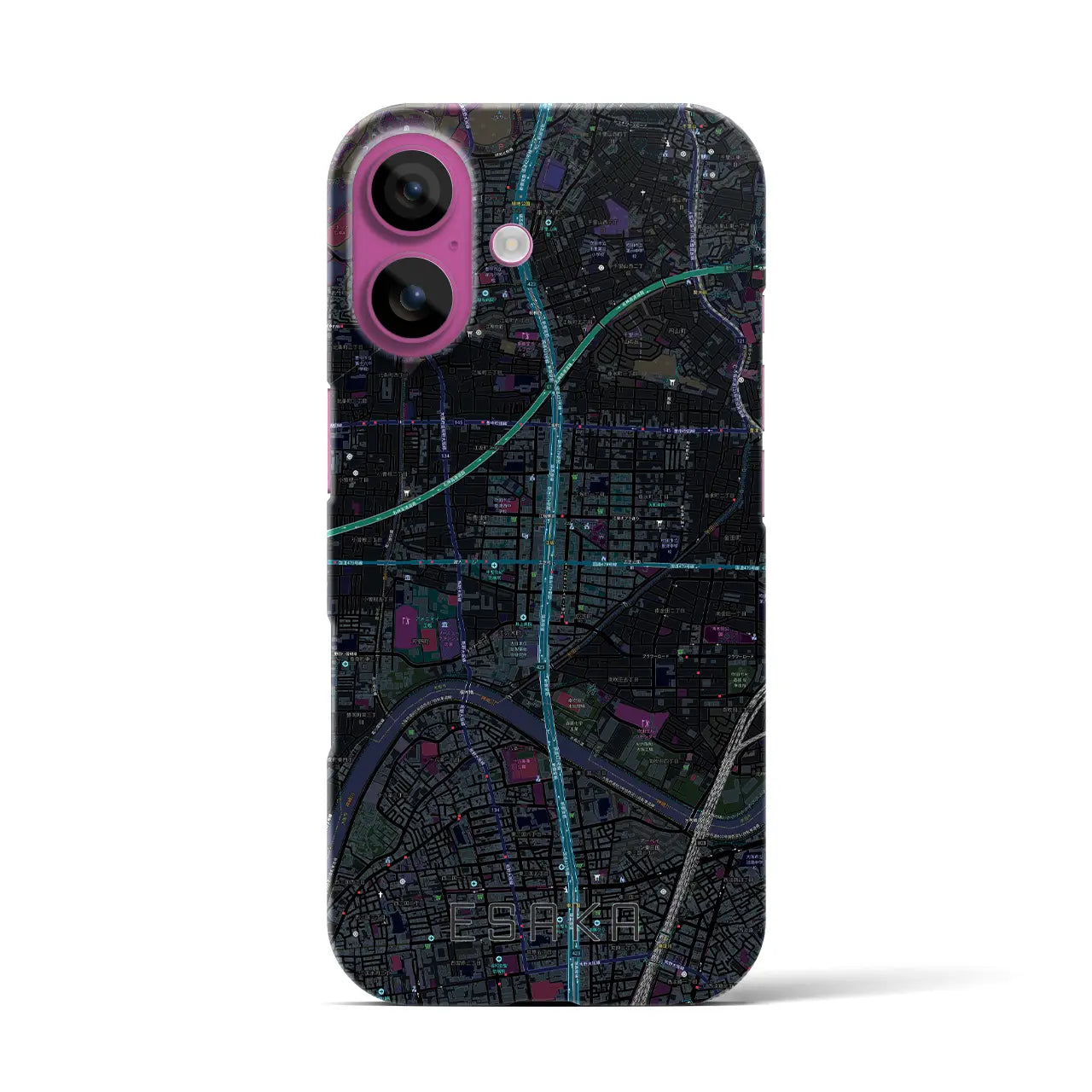 【江坂(大阪府)】地図柄iPhoneケース(バックカバータイプ)