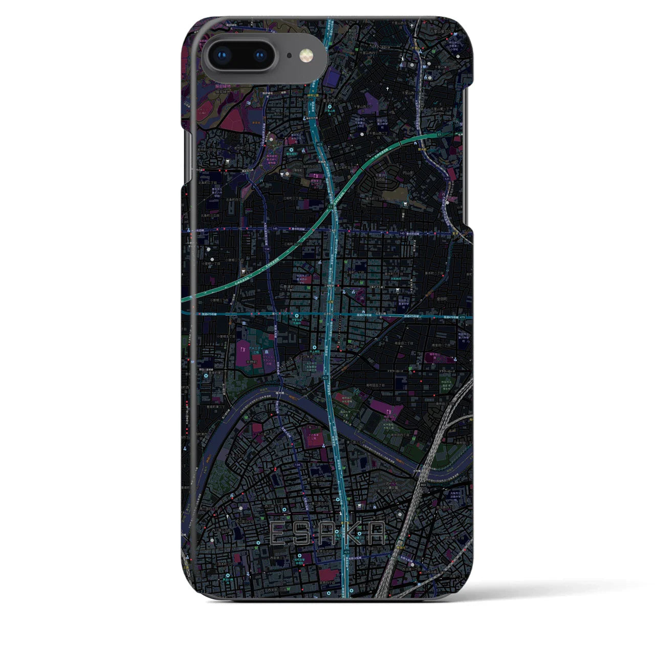 【江坂(大阪府)】地図柄iPhoneケース(バックカバータイプ)