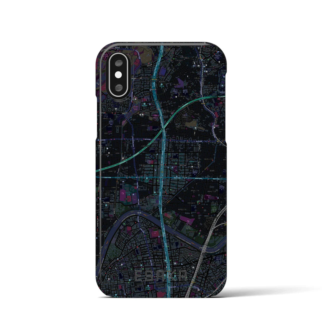 【江坂(大阪府)】地図柄iPhoneケース(バックカバータイプ)