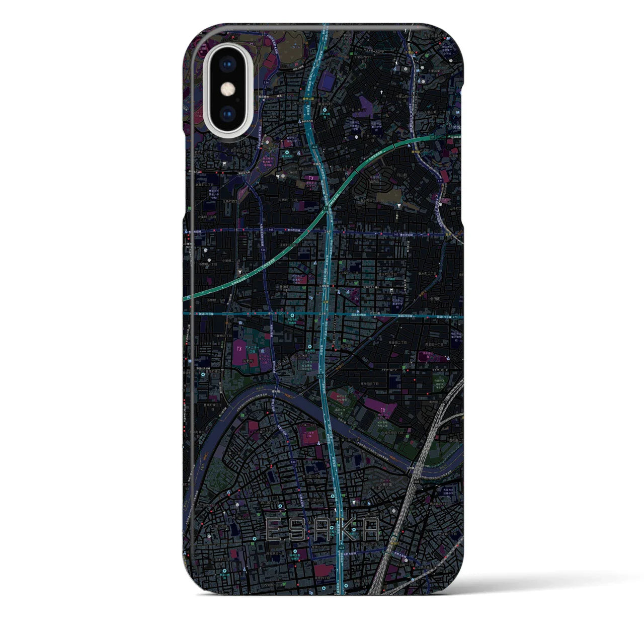 【江坂(大阪府)】地図柄iPhoneケース(バックカバータイプ)